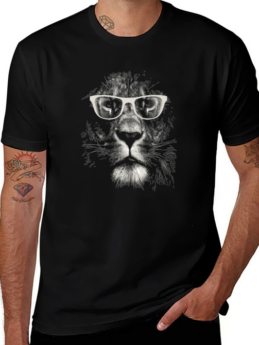 Cool Cat T-Shirt - Lion with Glasses Graphic Tee