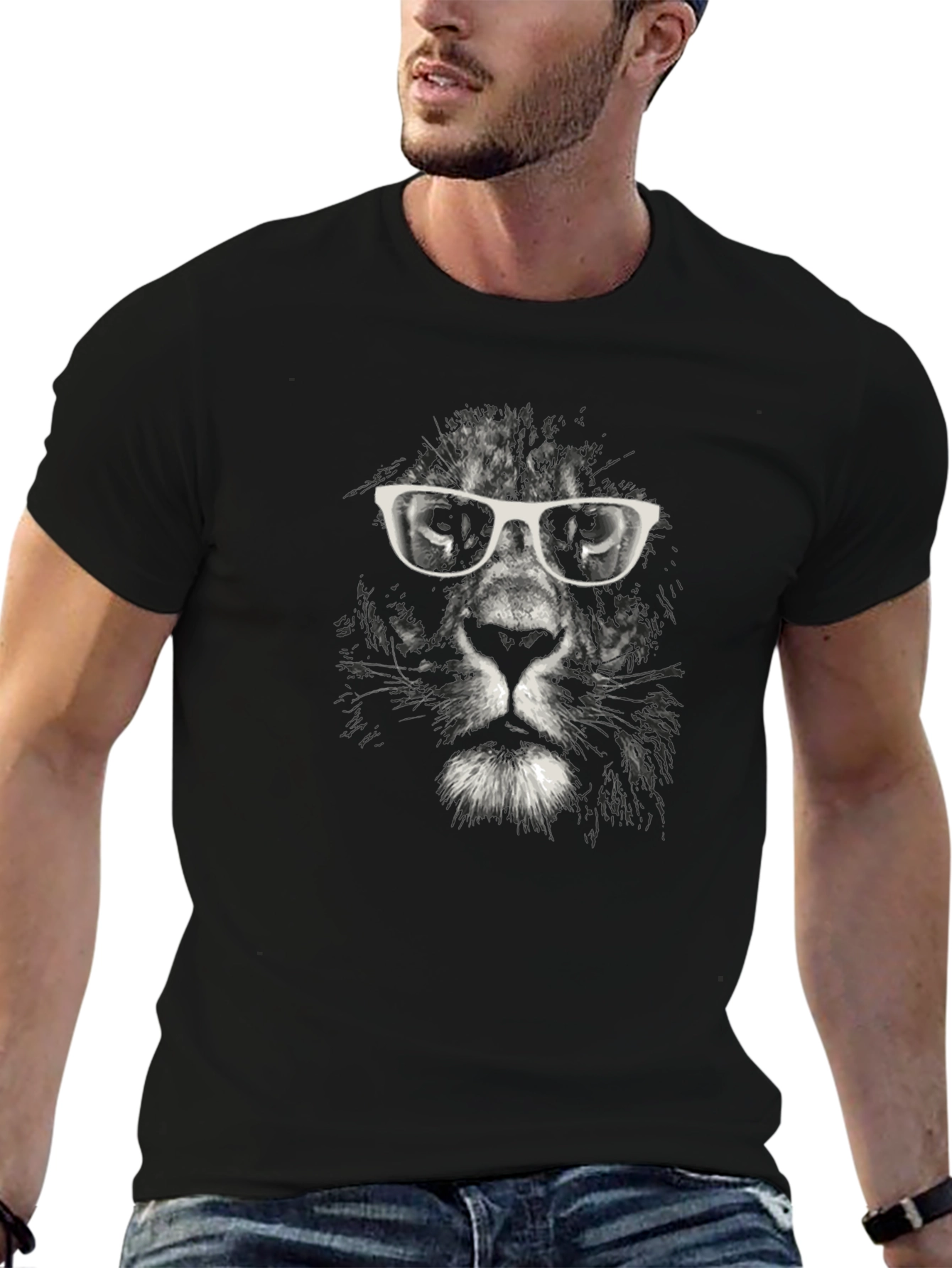 Cool Cat T-Shirt - Lion with Glasses Graphic Tee