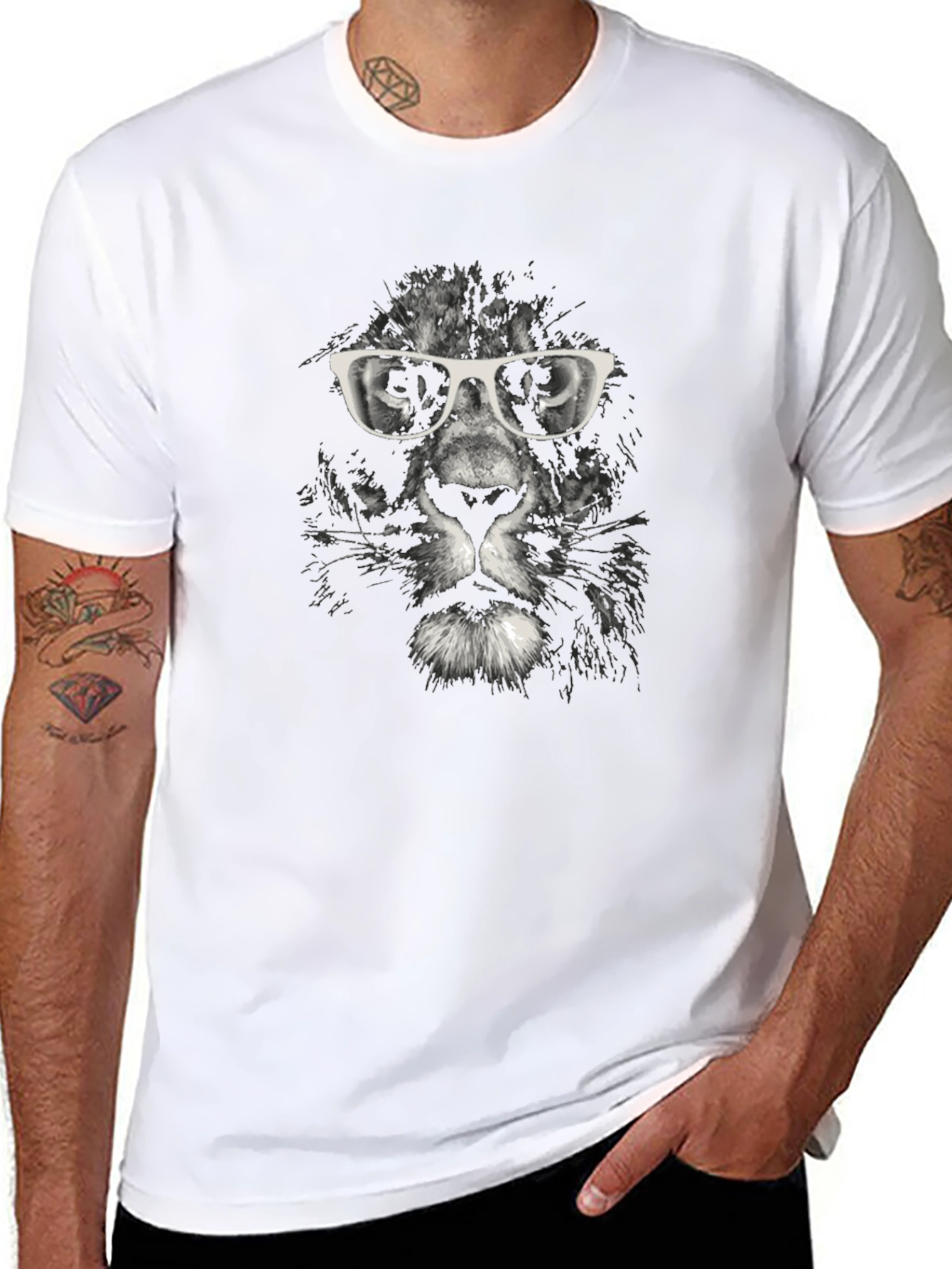 Cool Cat T-Shirt - Lion with Glasses Graphic Tee