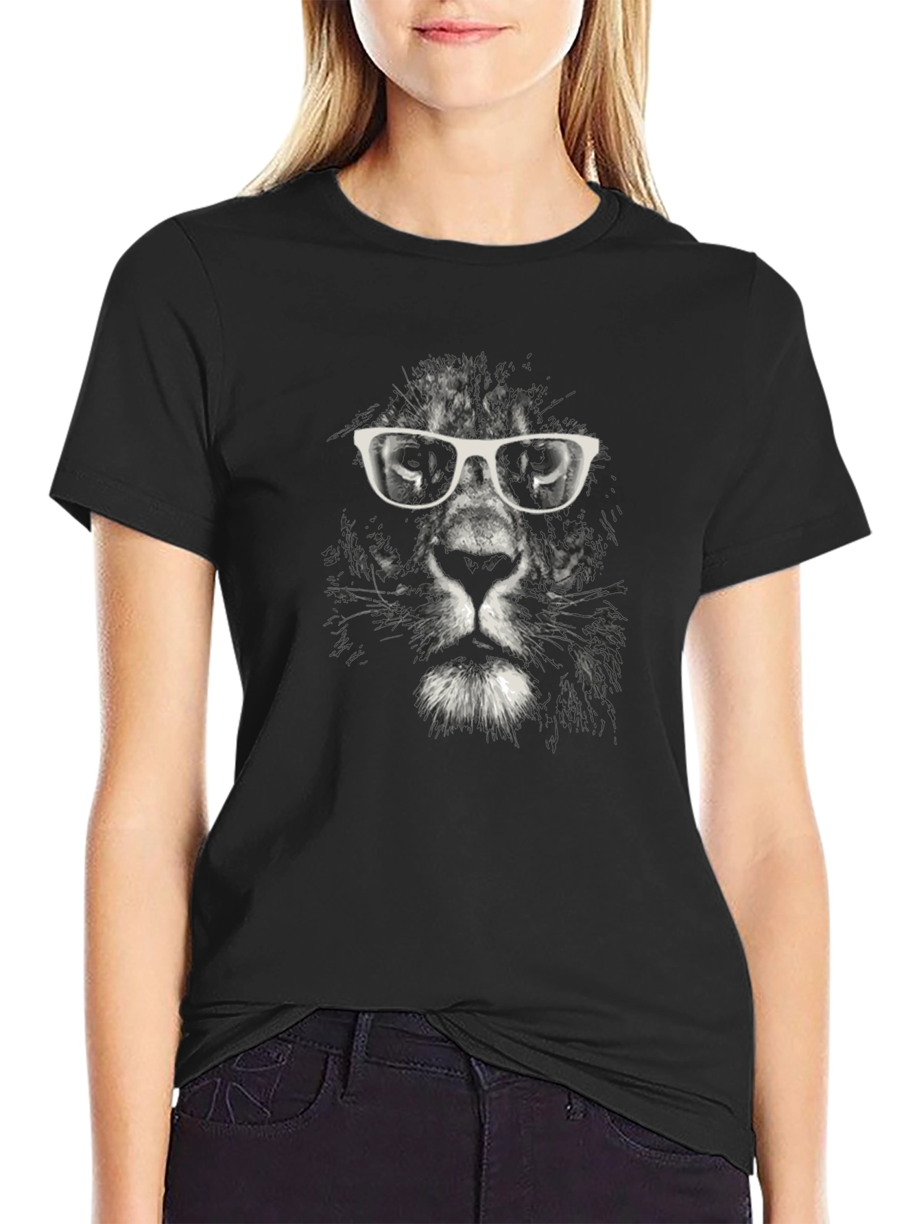 Cool Cat T-Shirt - Lion with Glasses Graphic Tee