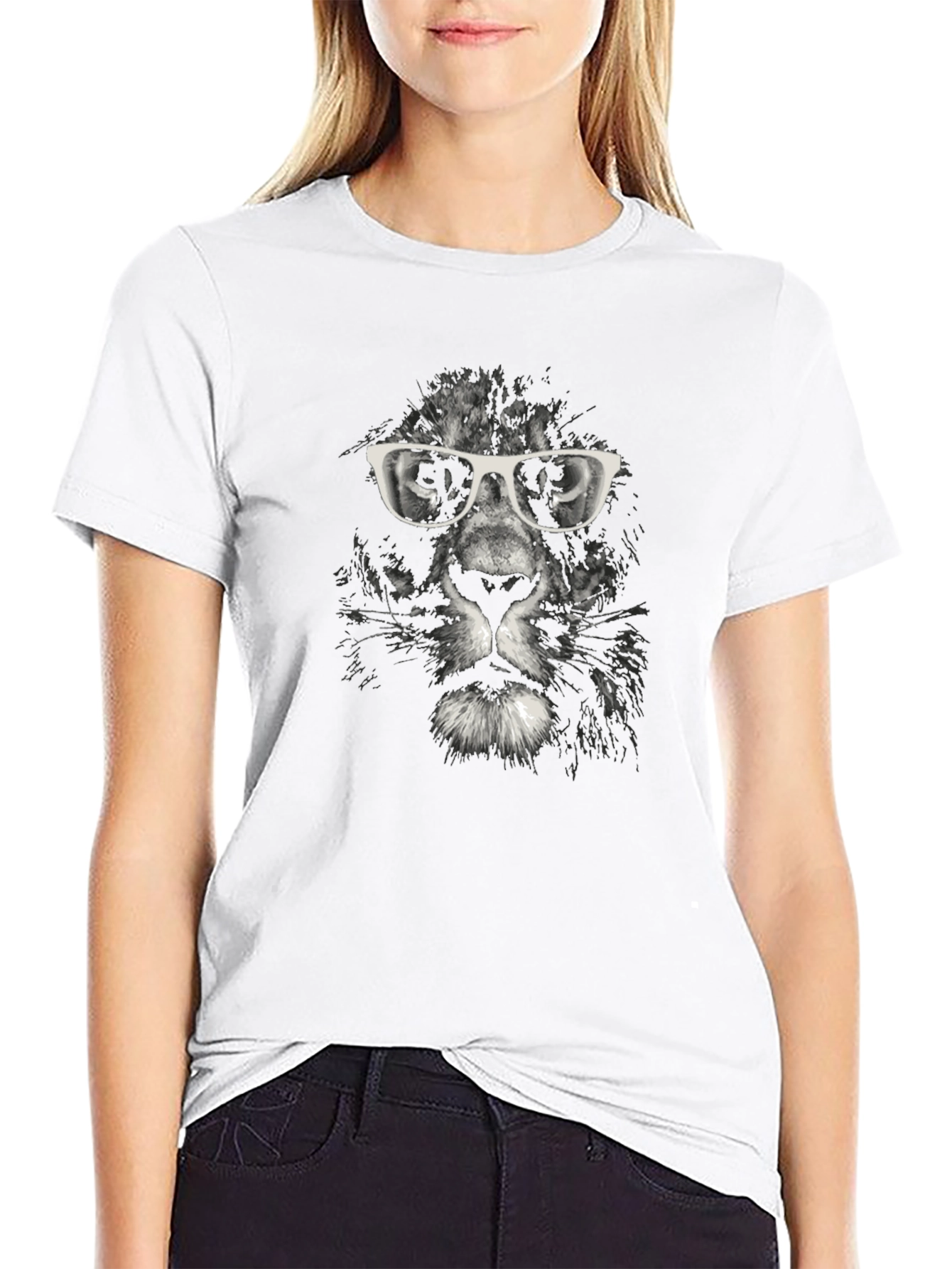 Cool Cat T-Shirt - Lion with Glasses Graphic Tee