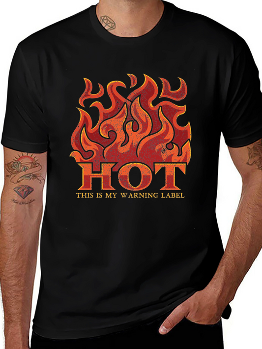 Hot Warning Label Black T-Shirt