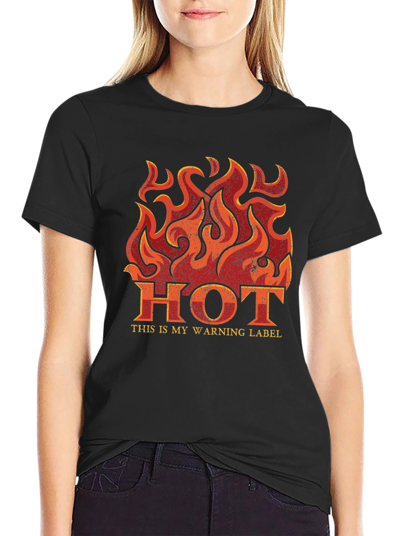 Hot Warning Label Black T-Shirt