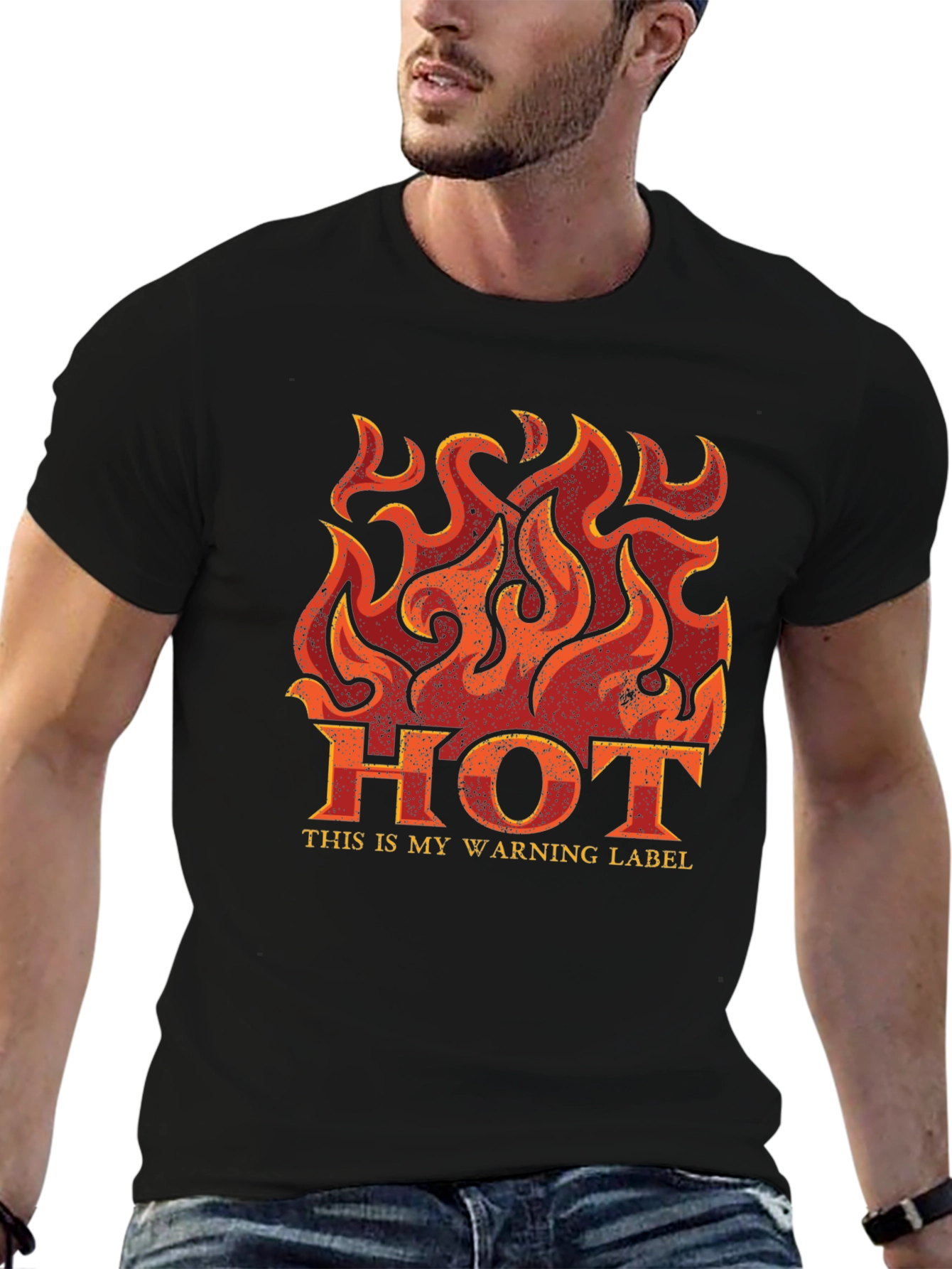 Hot Warning Label Black T-Shirt