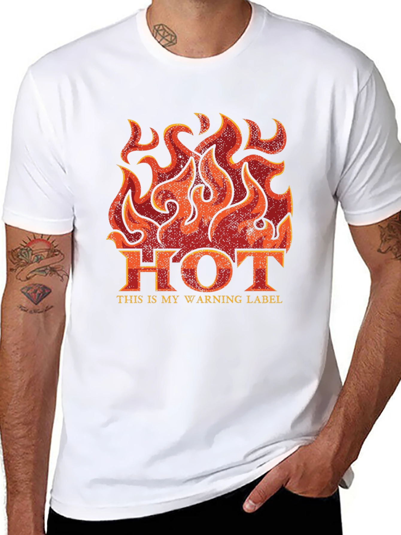 Hot Warning Label Black T-Shirt