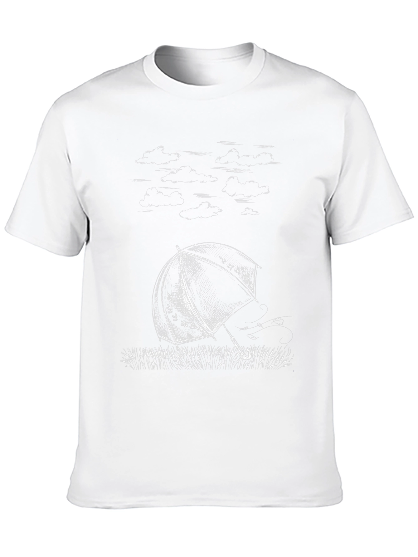 Umbrella Sketch Graphic Tee - Stylish Black Cotton T-Shirt