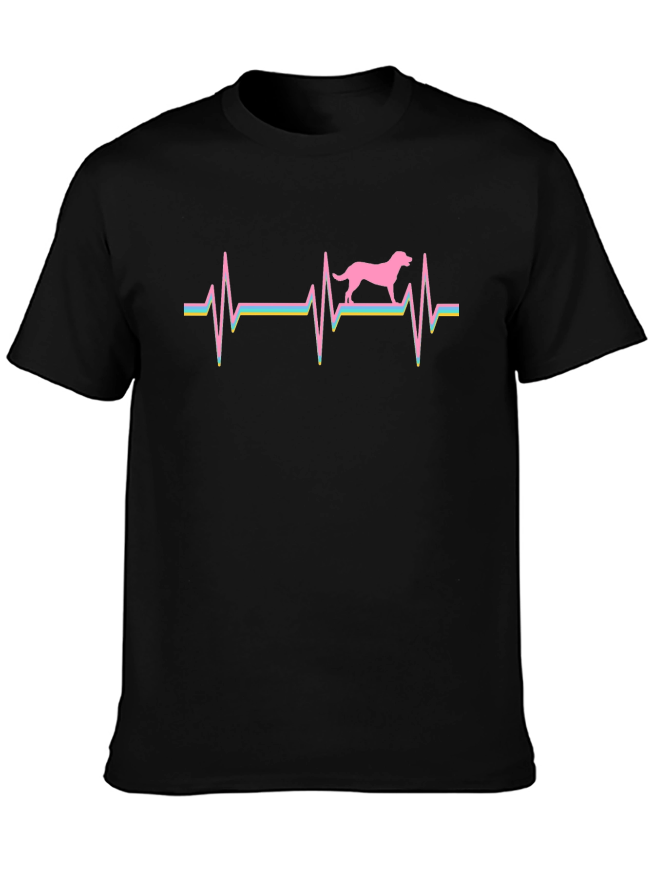 Dog Heartbeat Graphic Tee - Black Casual T-Shirt