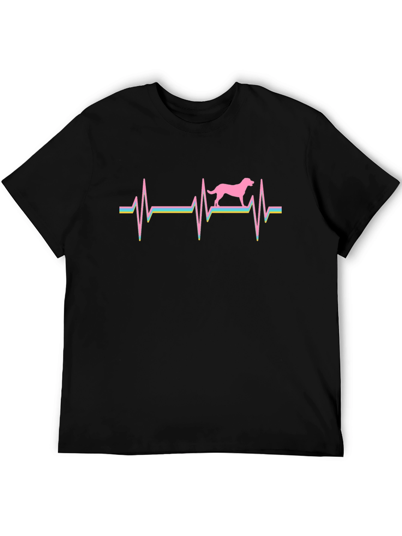 Dog Heartbeat Graphic Tee - Black Casual T-Shirt