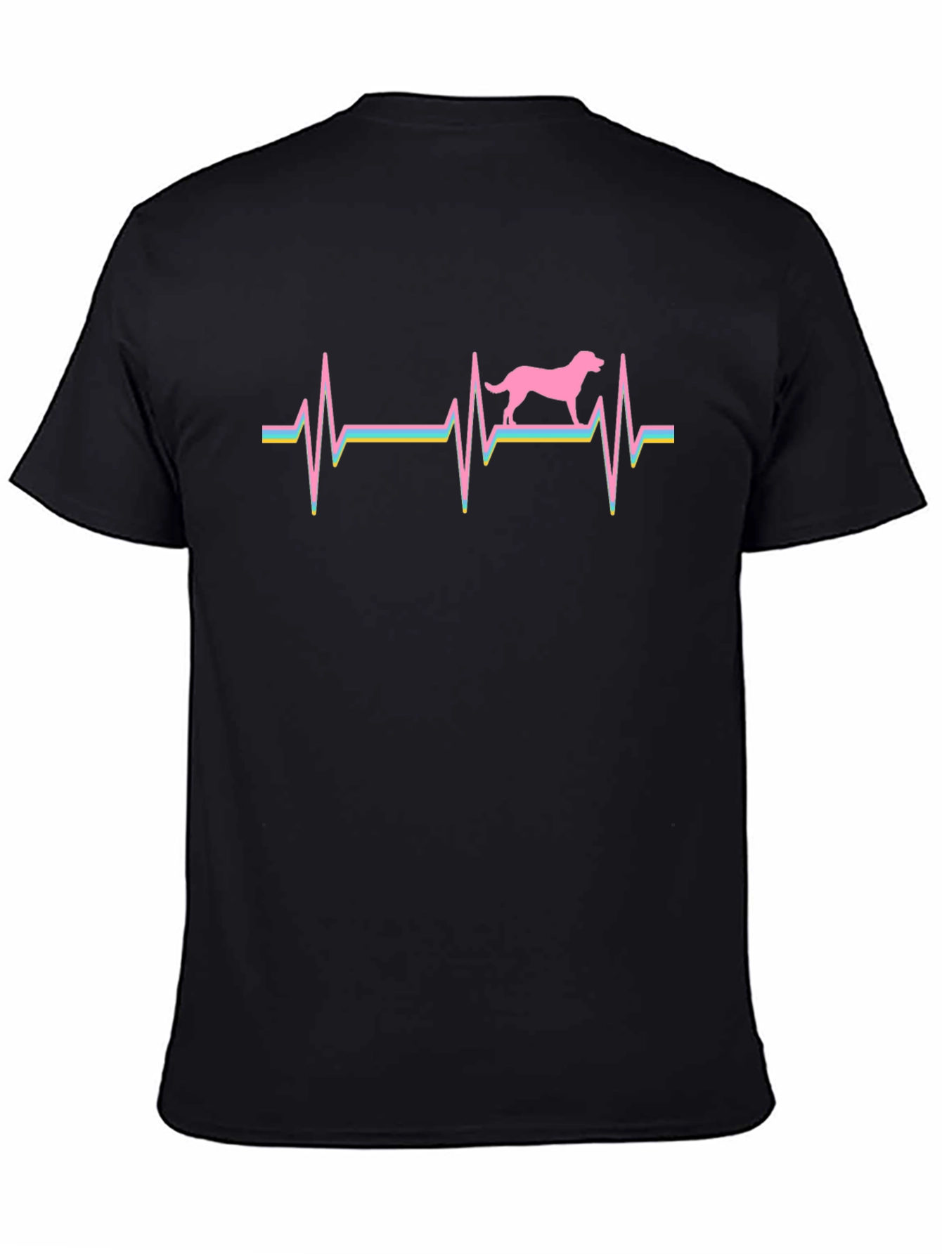 Dog Heartbeat Graphic Tee - Black Casual T-Shirt