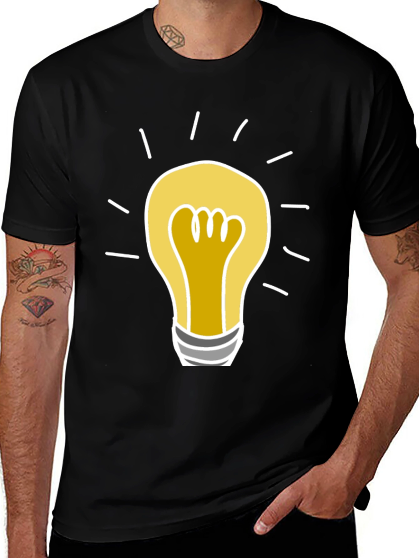 Idea Bulb Graphic Tee - Soft Cotton Black T-Shirt