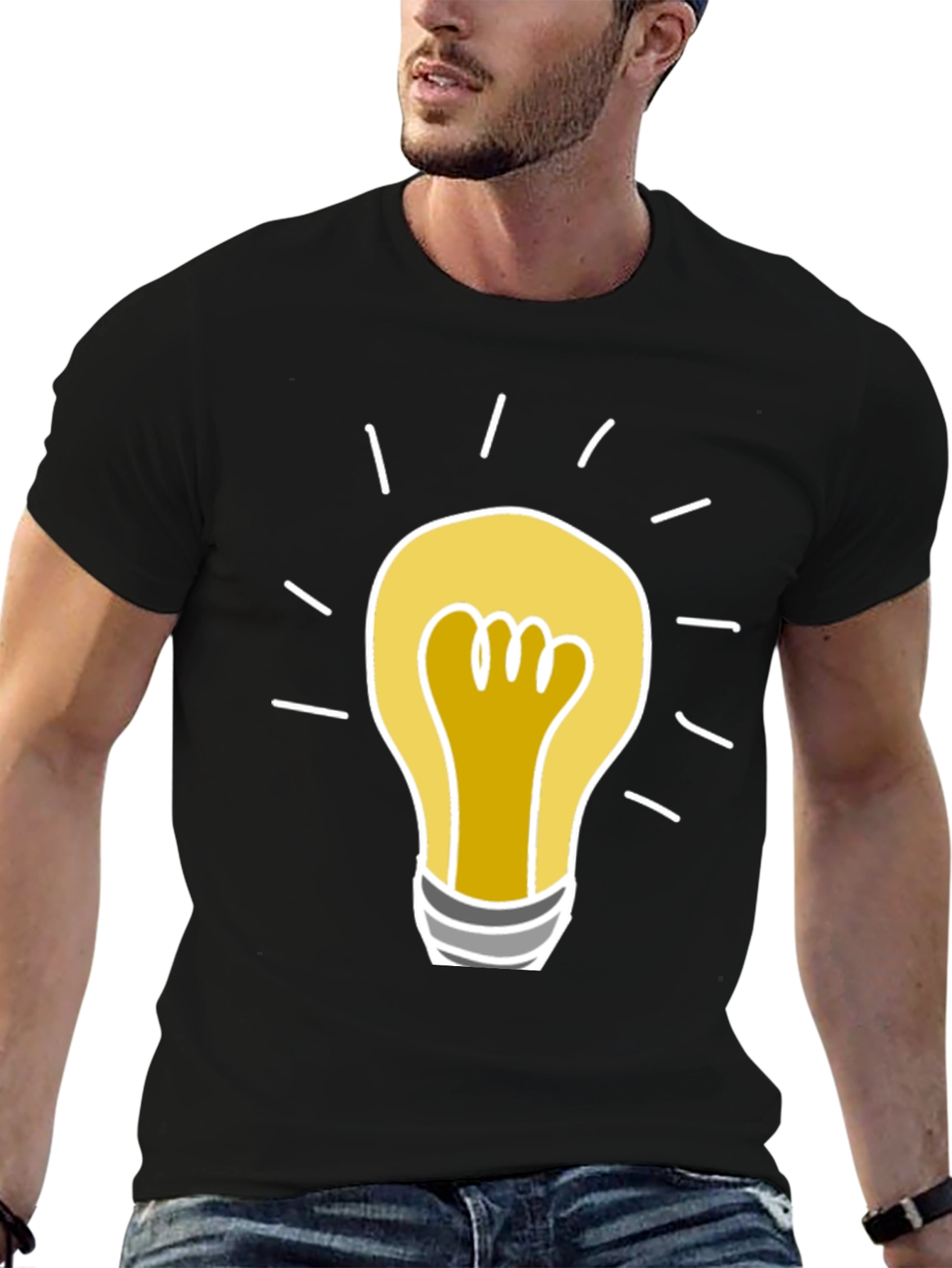Idea Bulb Graphic Tee - Soft Cotton Black T-Shirt