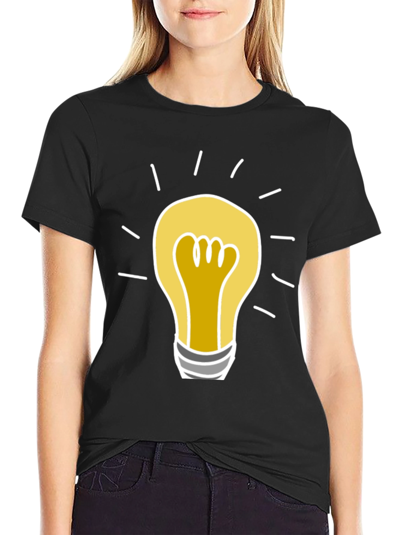 Idea Bulb Graphic Tee - Soft Cotton Black T-Shirt