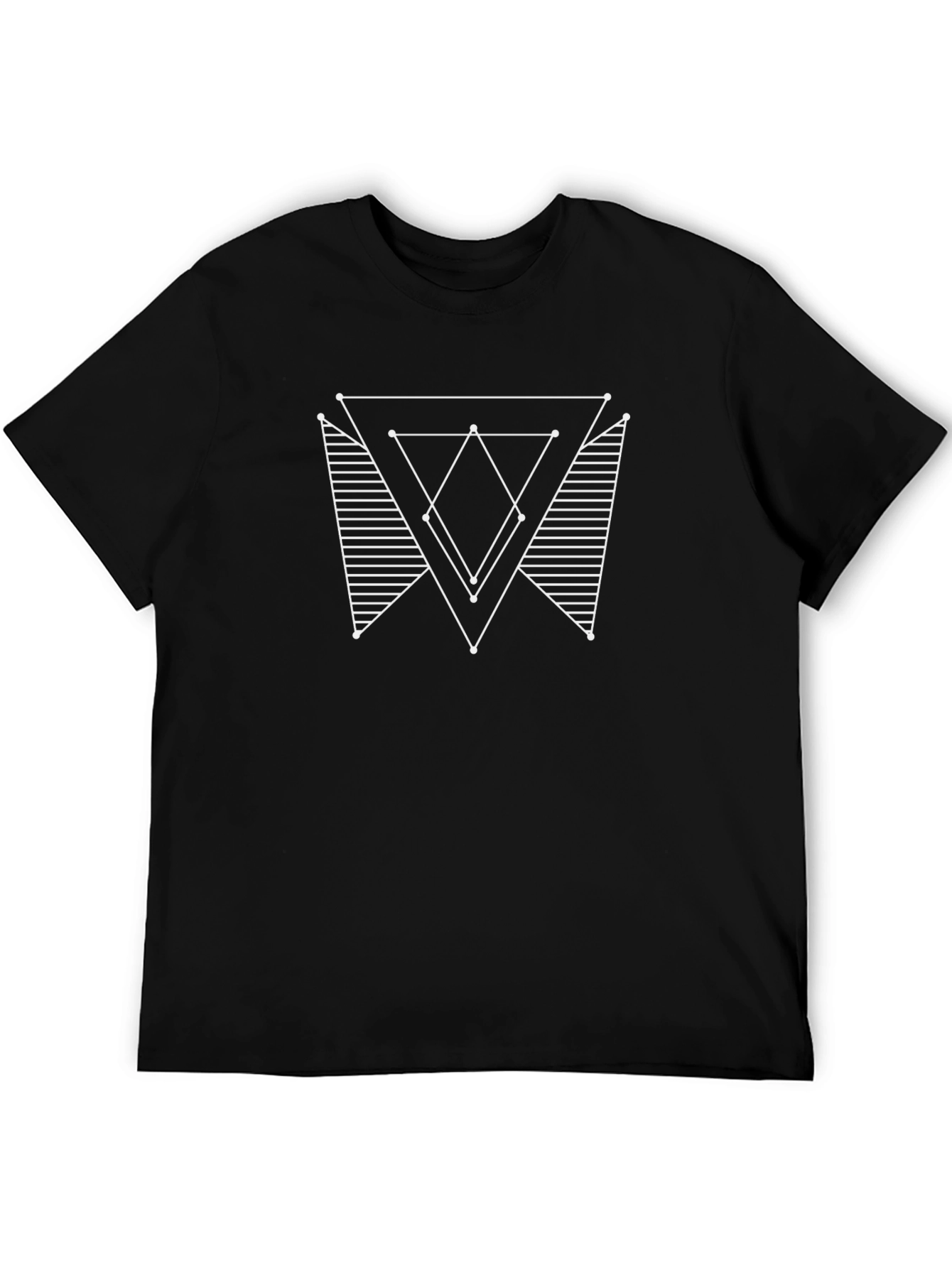 Geometric Triangle Design Black T-Shirt