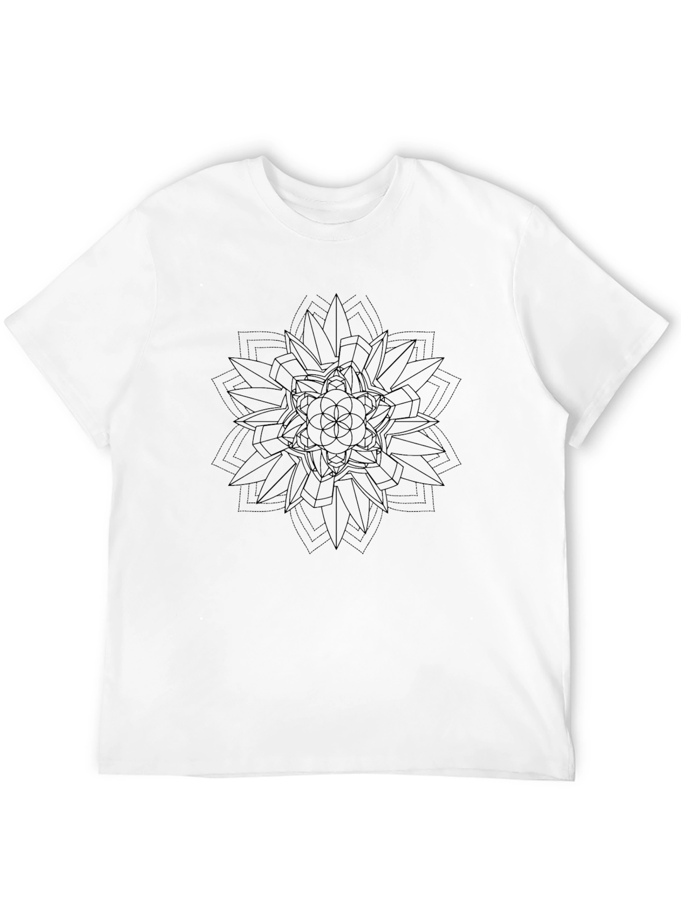 Geometric Mandala Graphic Tee - Mens Black T-Shirt
