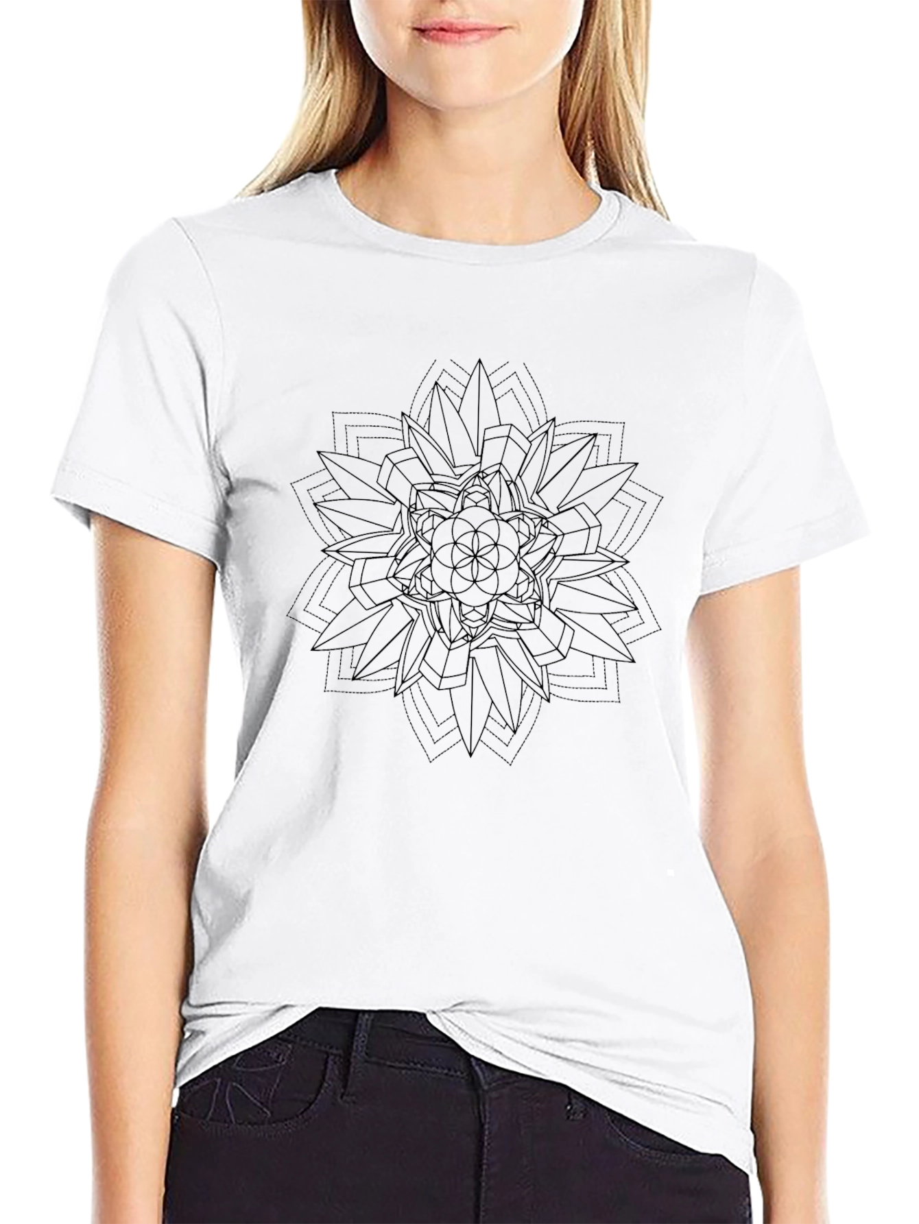 Geometric Mandala Graphic Tee - Mens Black T-Shirt