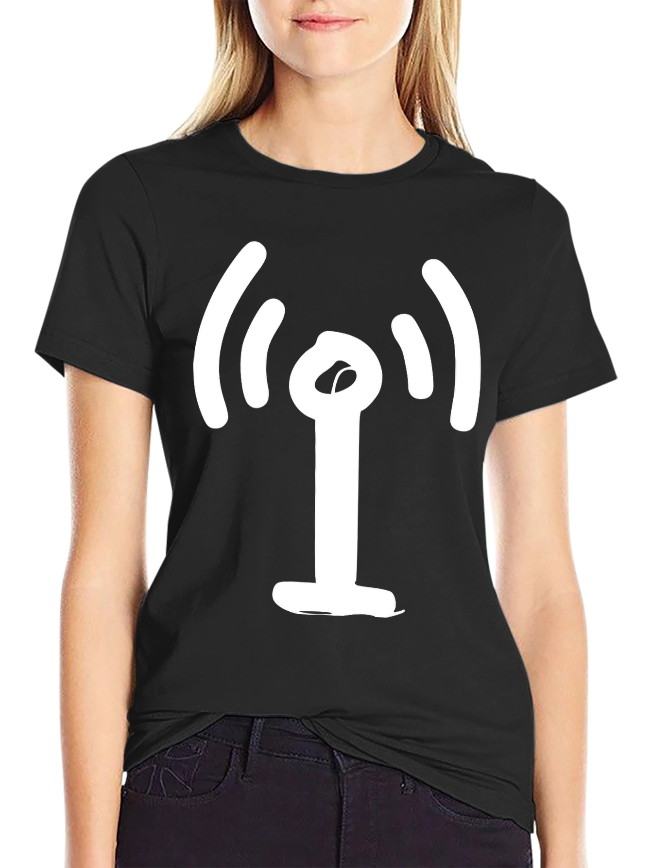 Black T-Shirt with WiFi Icon