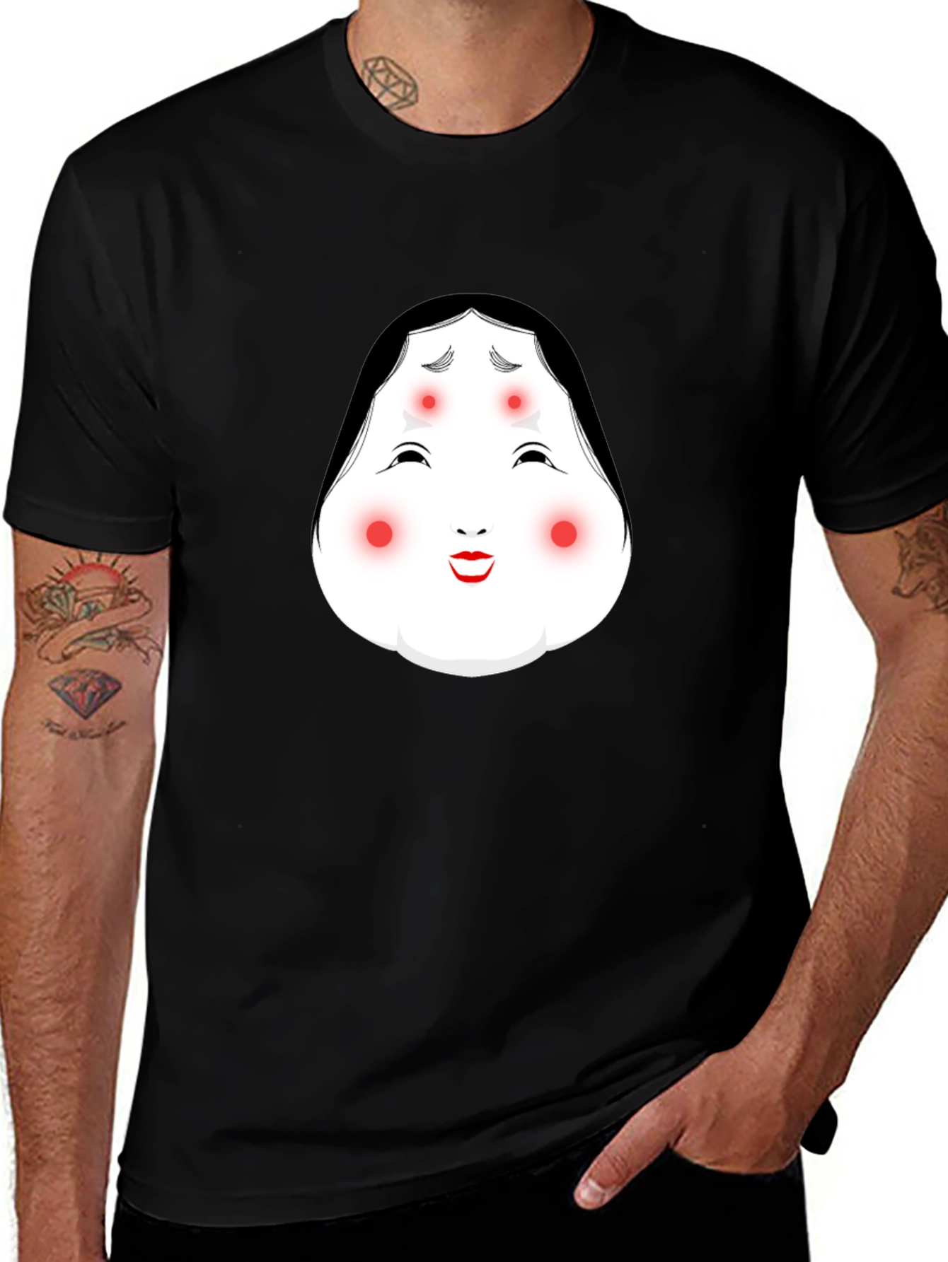 Kabuki Mask Graphic Black T-Shirt