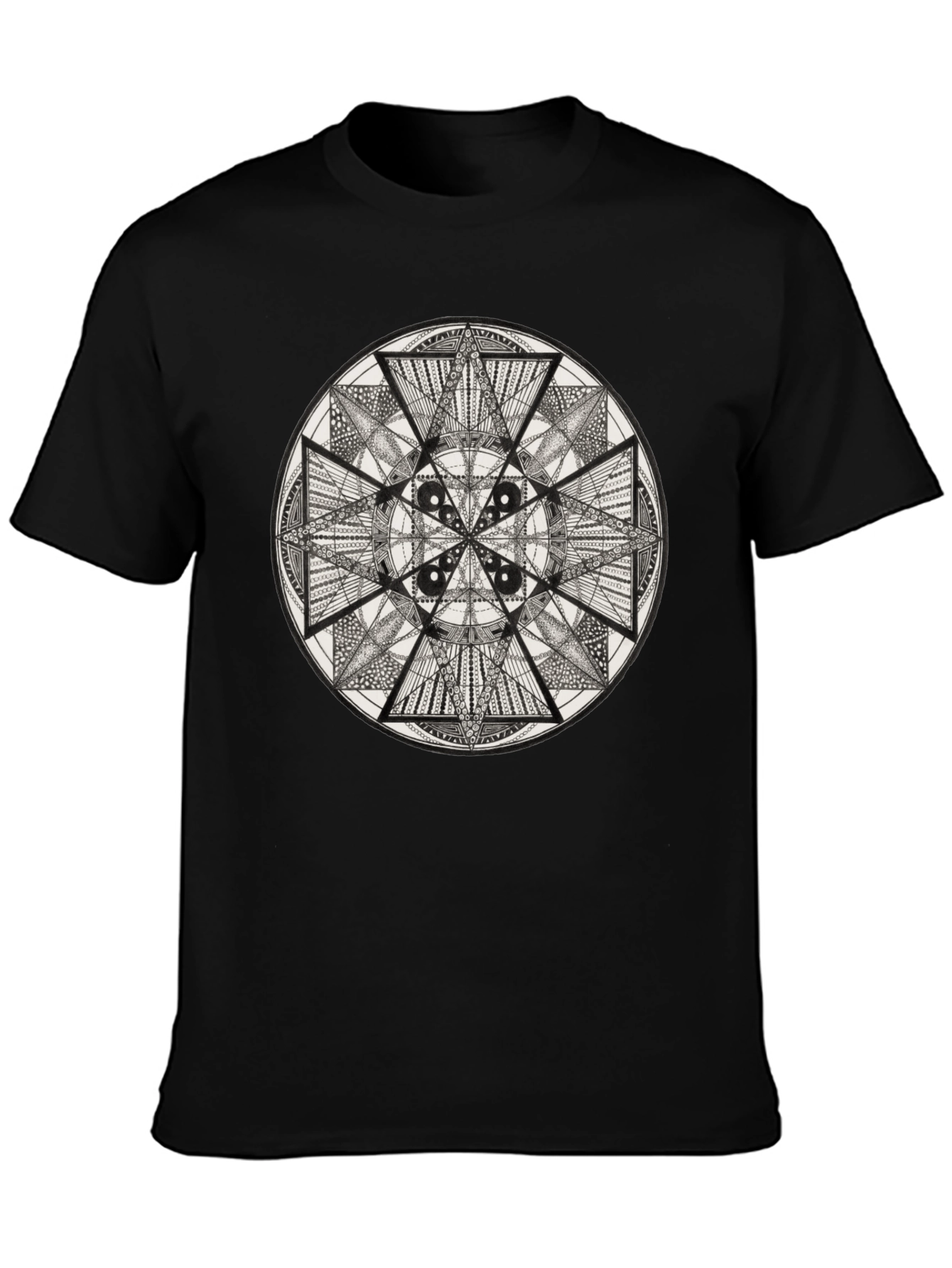 Geometric Mandala Tee - Black Graphic T-Shirt
