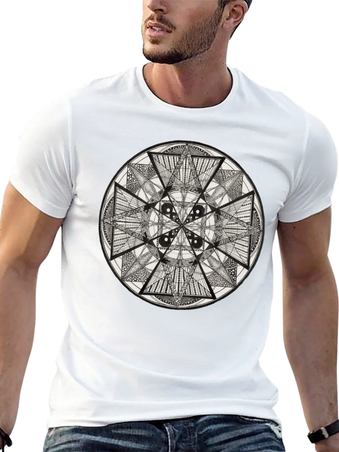 Geometric Mandala Tee - Black Graphic T-Shirt