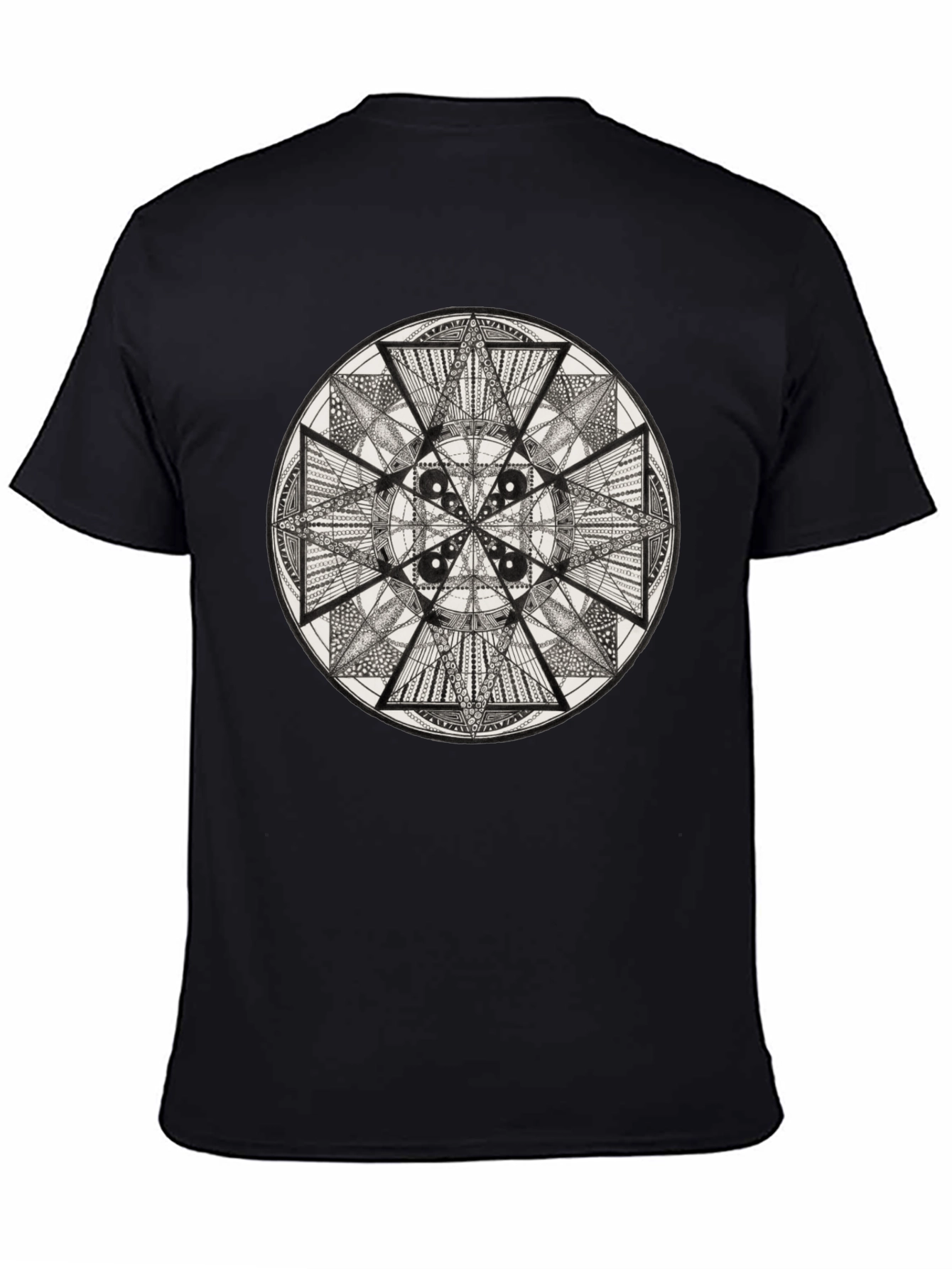 Geometric Mandala Tee - Black Graphic T-Shirt