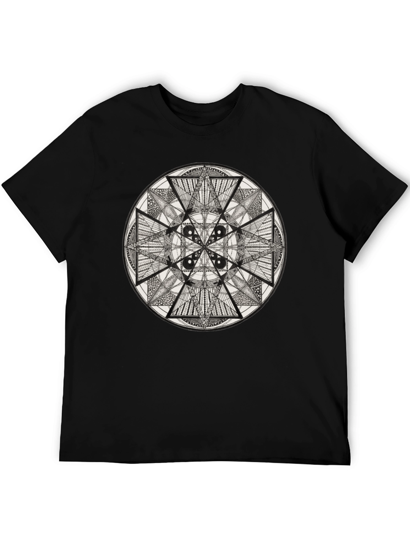 Geometric Mandala Tee - Black Graphic T-Shirt