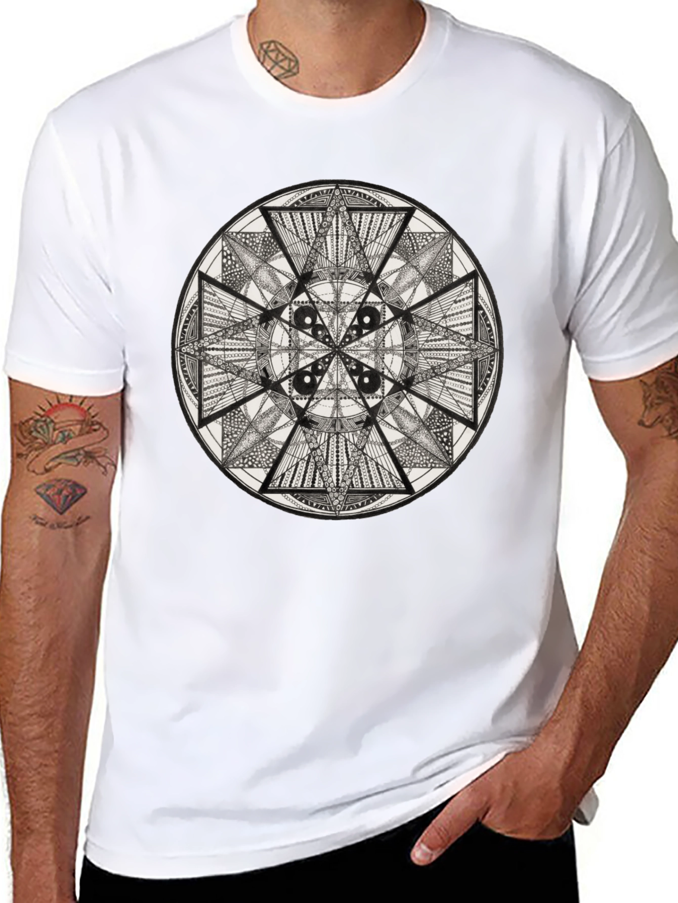 Geometric Mandala Tee - Black Graphic T-Shirt