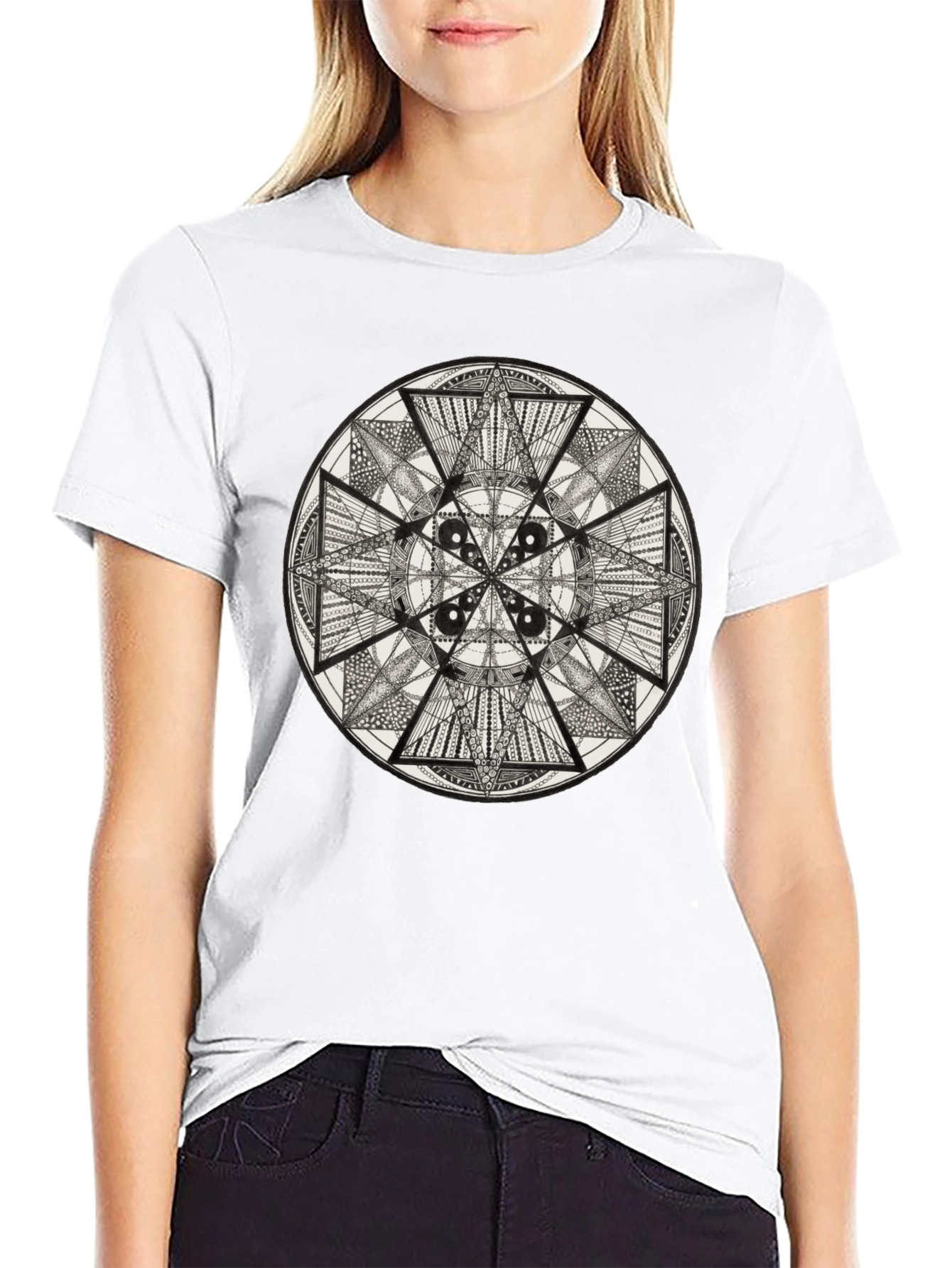 Geometric Mandala Tee - Black Graphic T-Shirt
