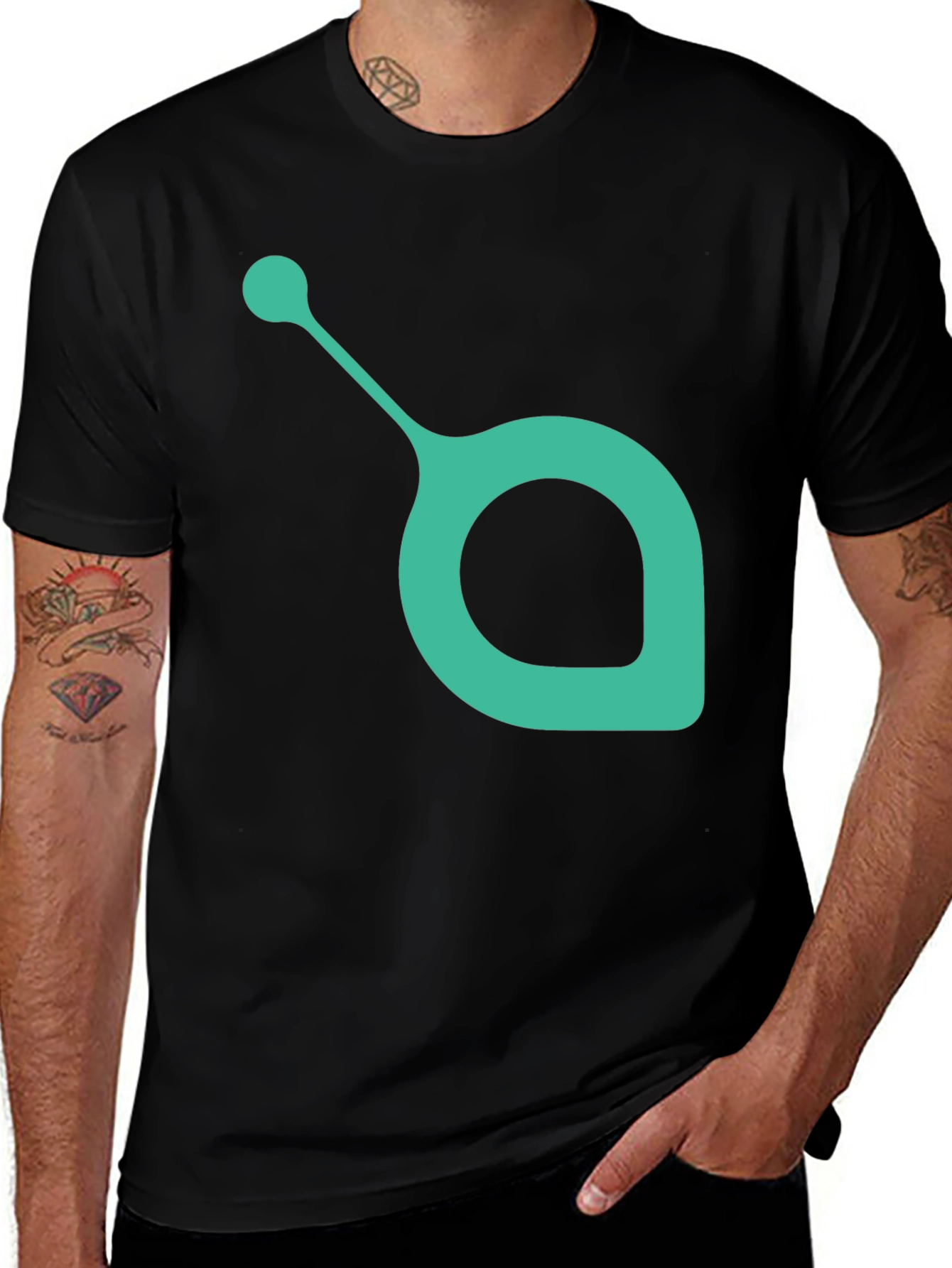 Modern Teal Symbol Black T-Shirt