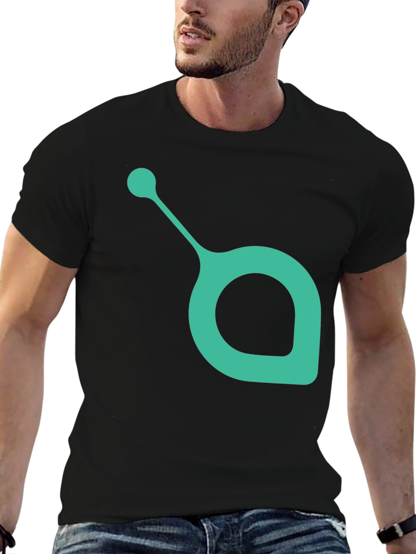 Modern Teal Symbol Black T-Shirt