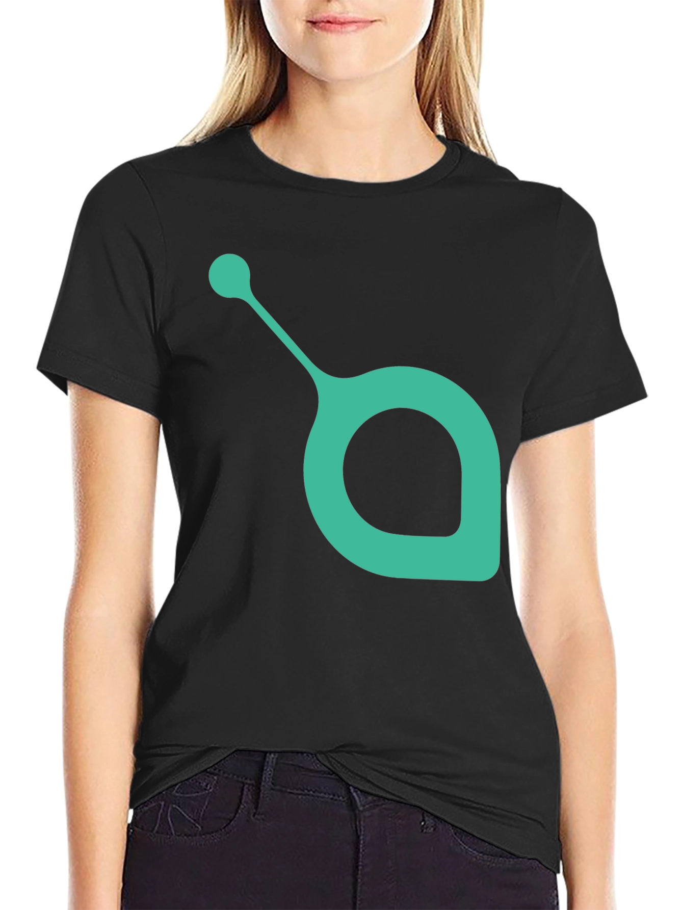 Modern Teal Symbol Black T-Shirt