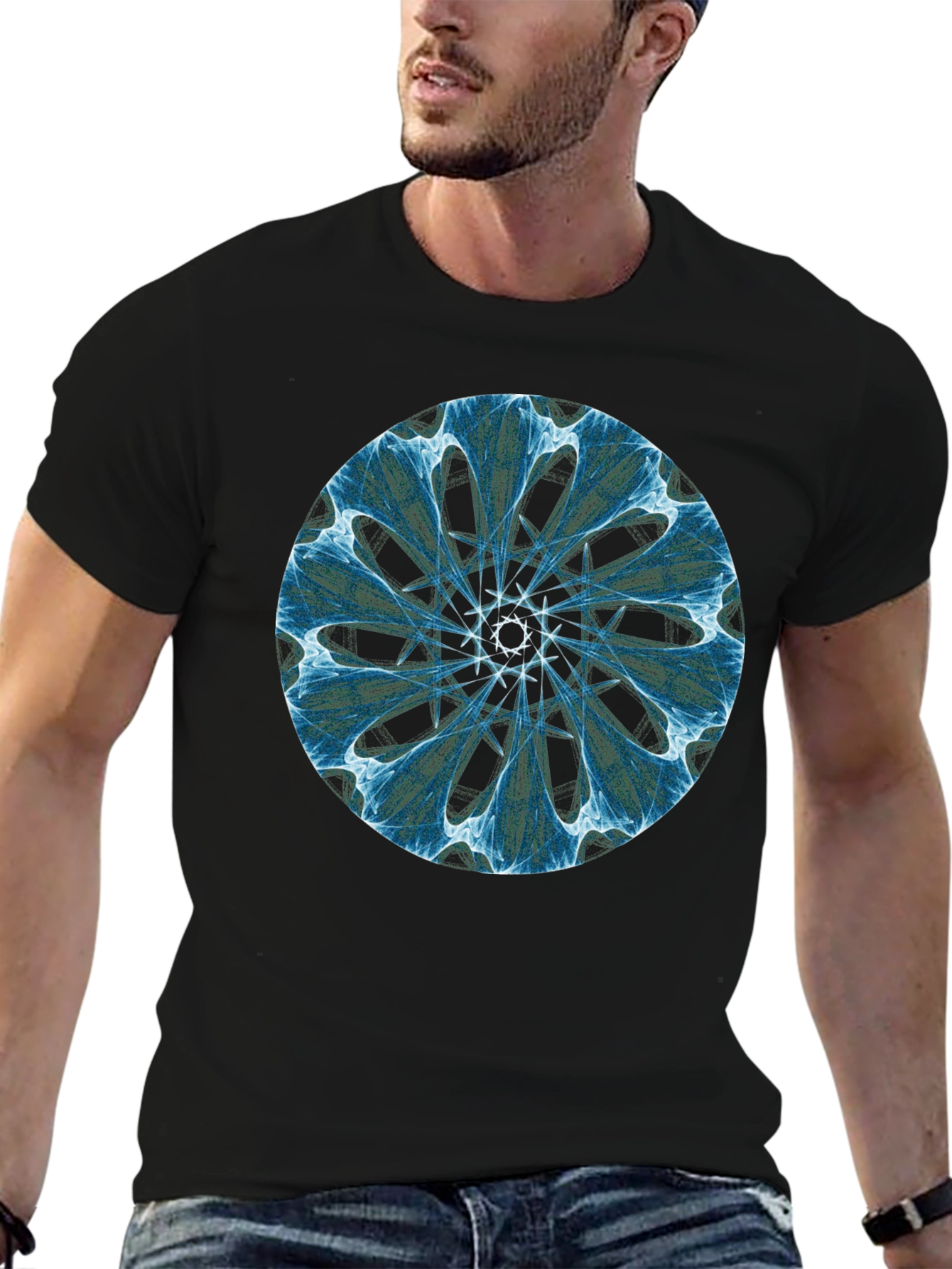Geometric Mandala Black T-Shirt