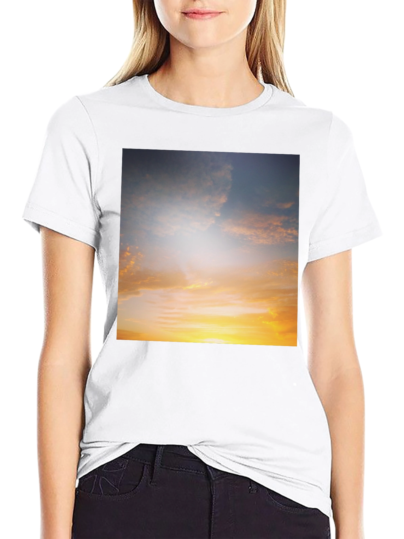 Sunset Sky Graphic Black Tee Shirt