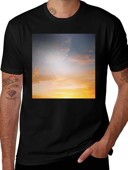 Sunset Sky Graphic Black Tee Shirt