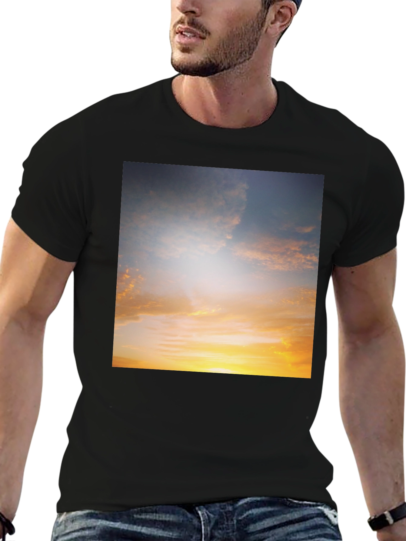Sunset Sky Graphic Black Tee Shirt
