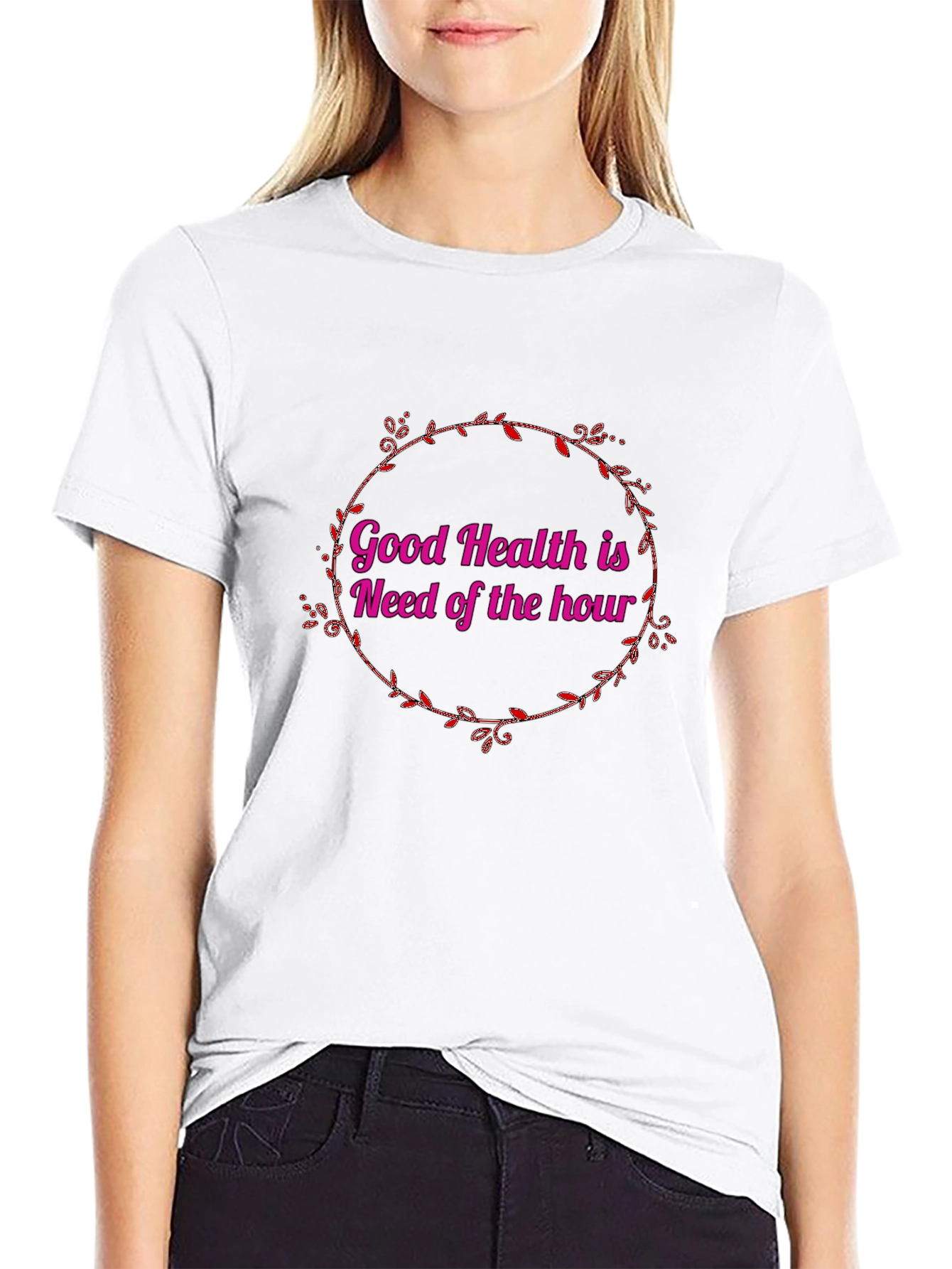 Good Health is Need of the Hour Black T-Shirt