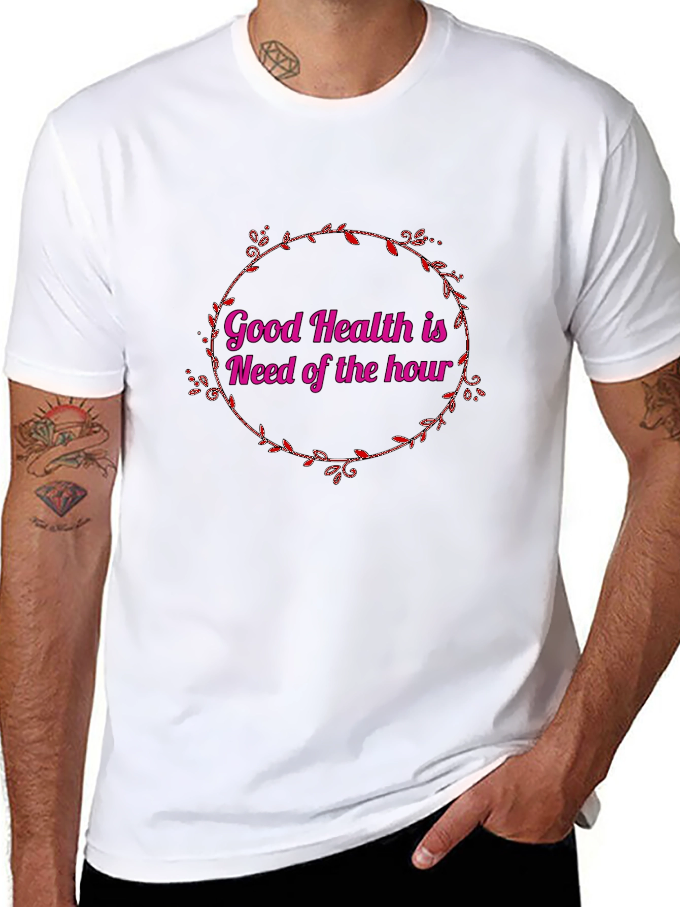 Good Health is Need of the Hour Black T-Shirt