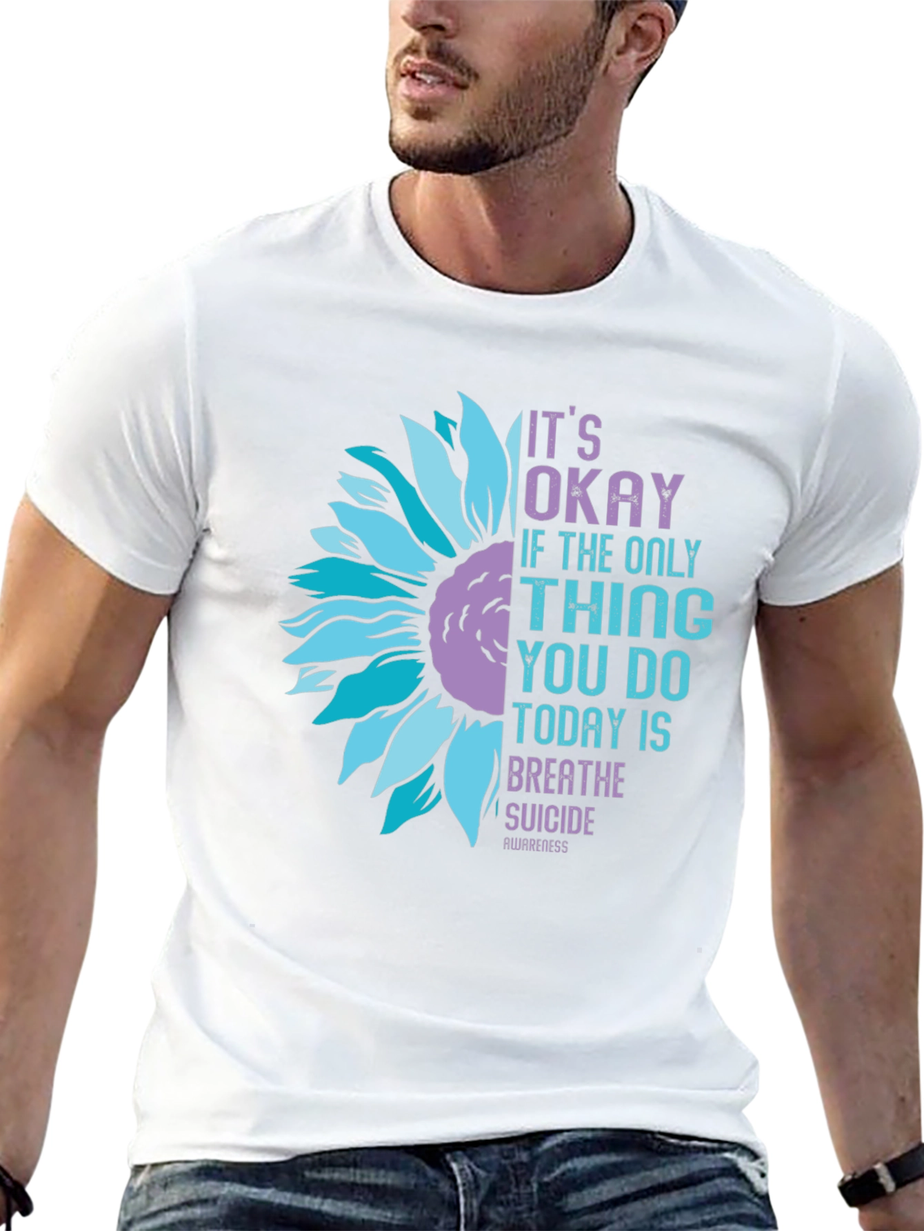 Its Okay Suicide Awareness Sunflower Graphic T-Shirt
