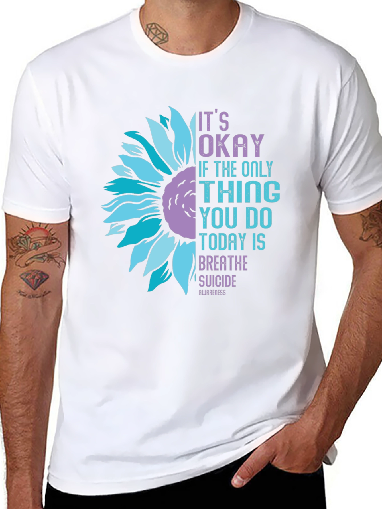 Its Okay Suicide Awareness Sunflower Graphic T-Shirt
