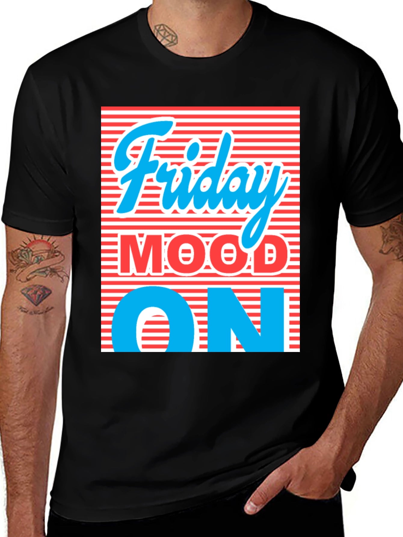 Friday Mood ON Black Graphic Tee