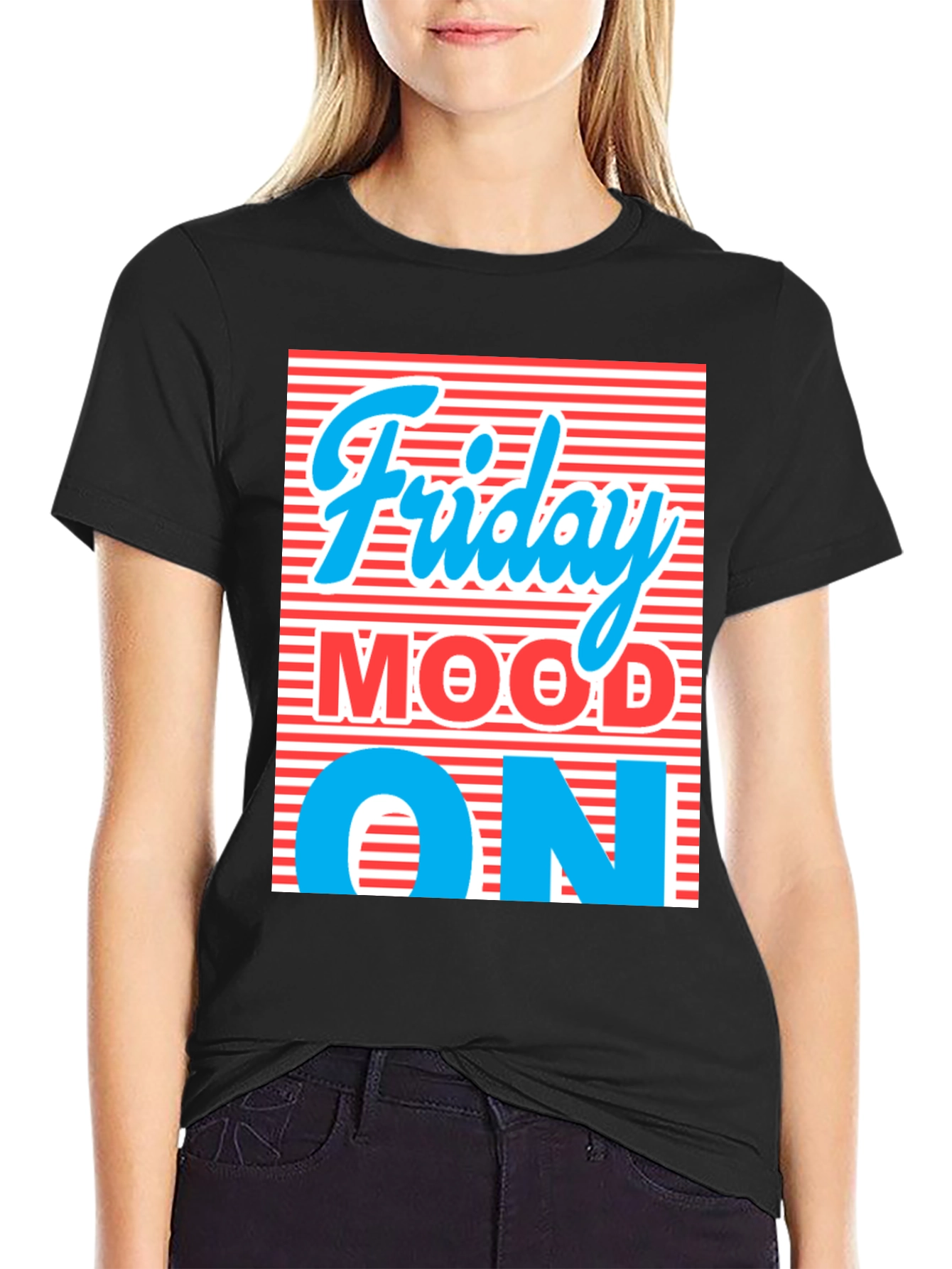 Friday Mood ON Black Graphic Tee