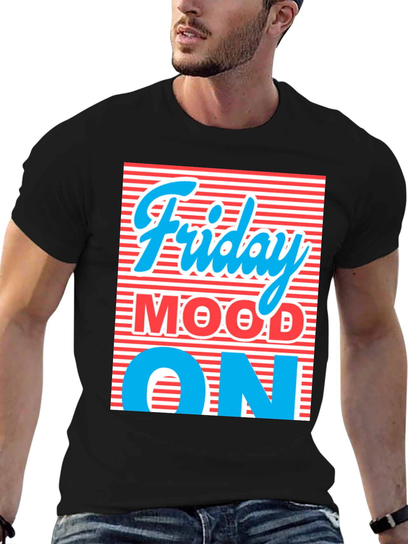 Friday Mood ON Black Graphic Tee