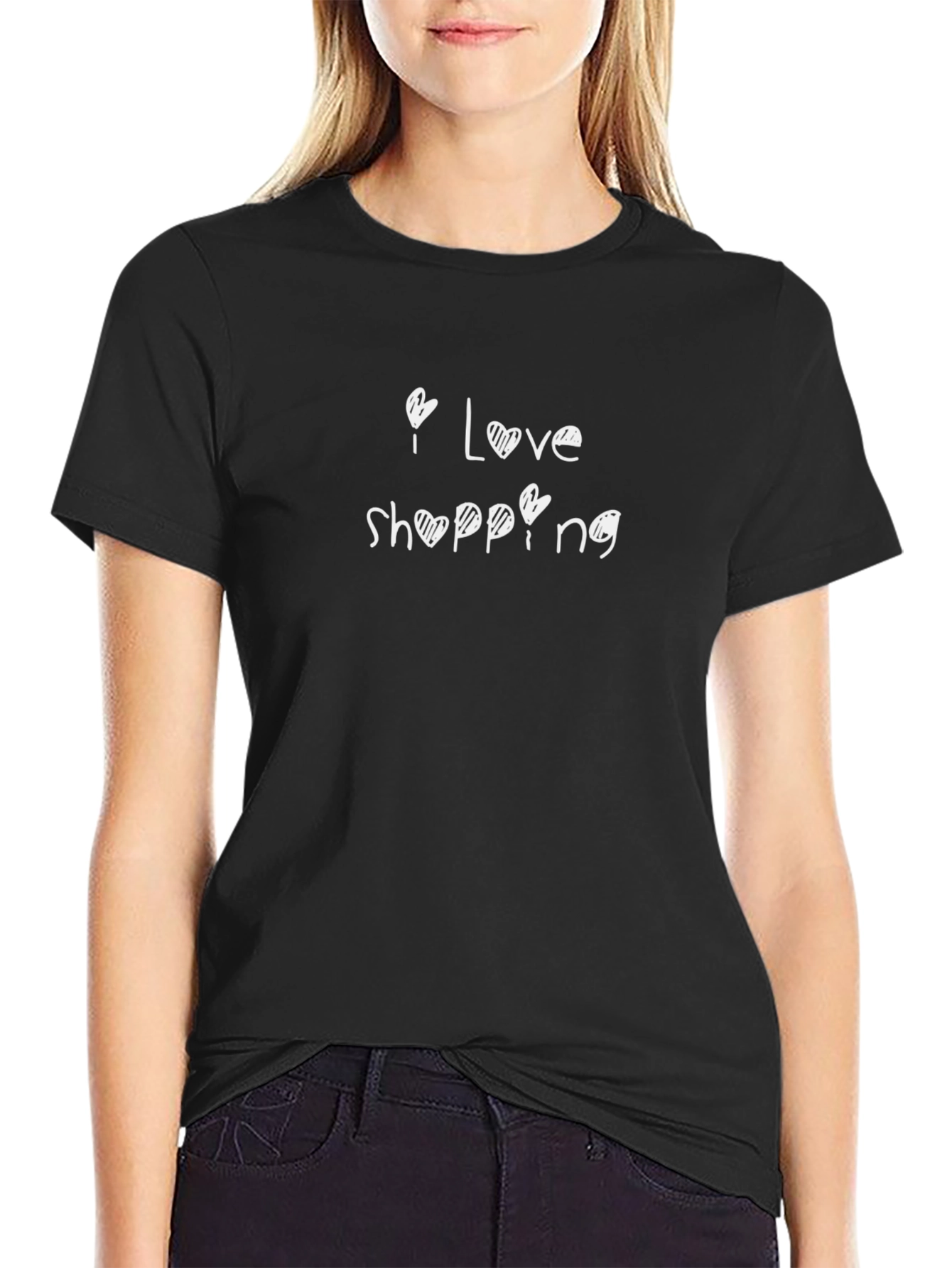 I Love Shopping Black Graphic Tee