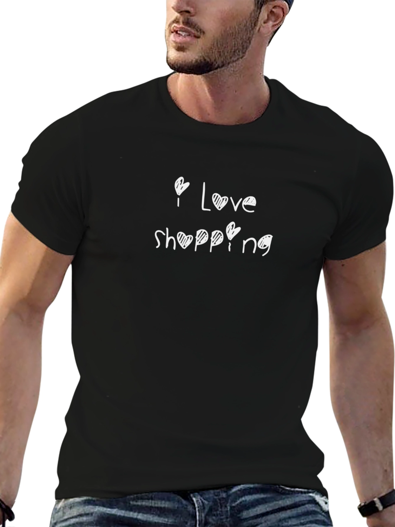 I Love Shopping Black Graphic Tee