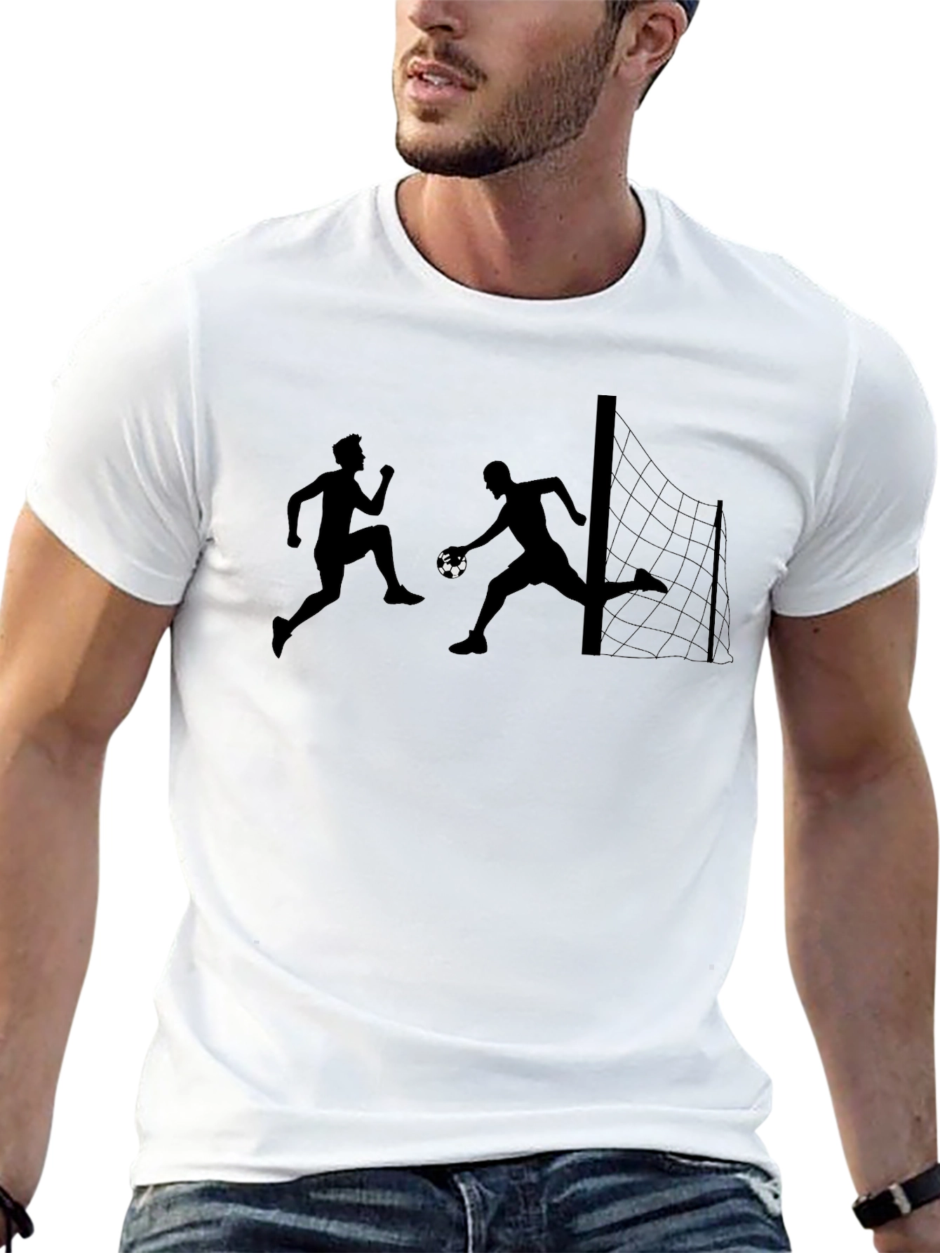 Soccer Player Graphic Tee - Black