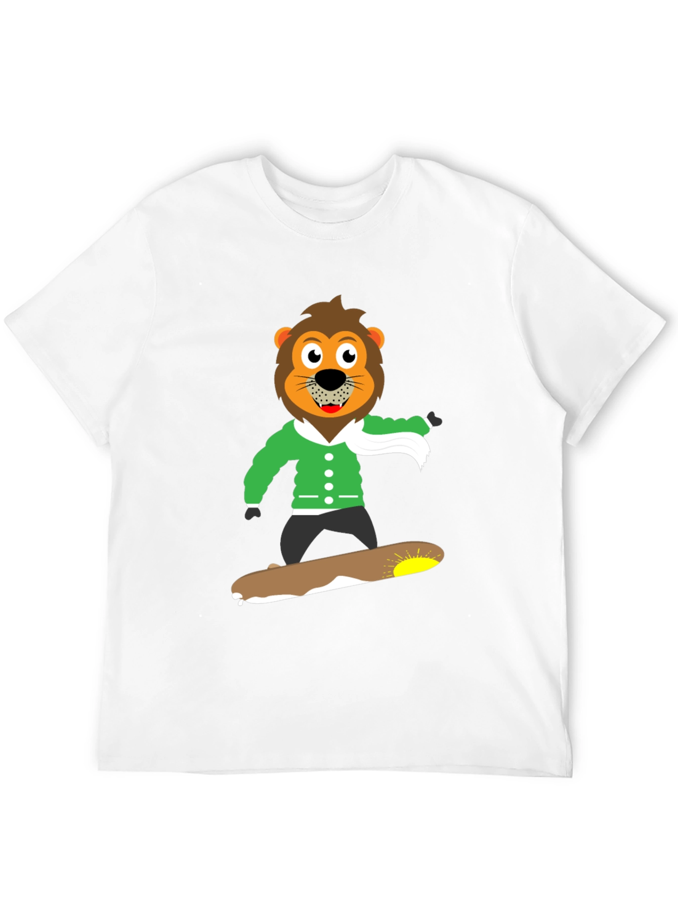 Lion Skateboard Graphic Black T-Shirt