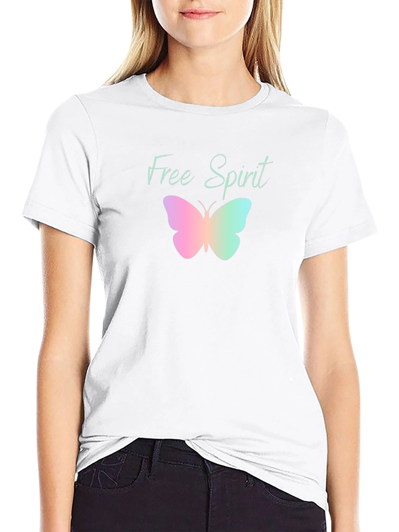 Free Spirit Butterfly Graphic Tee - Black