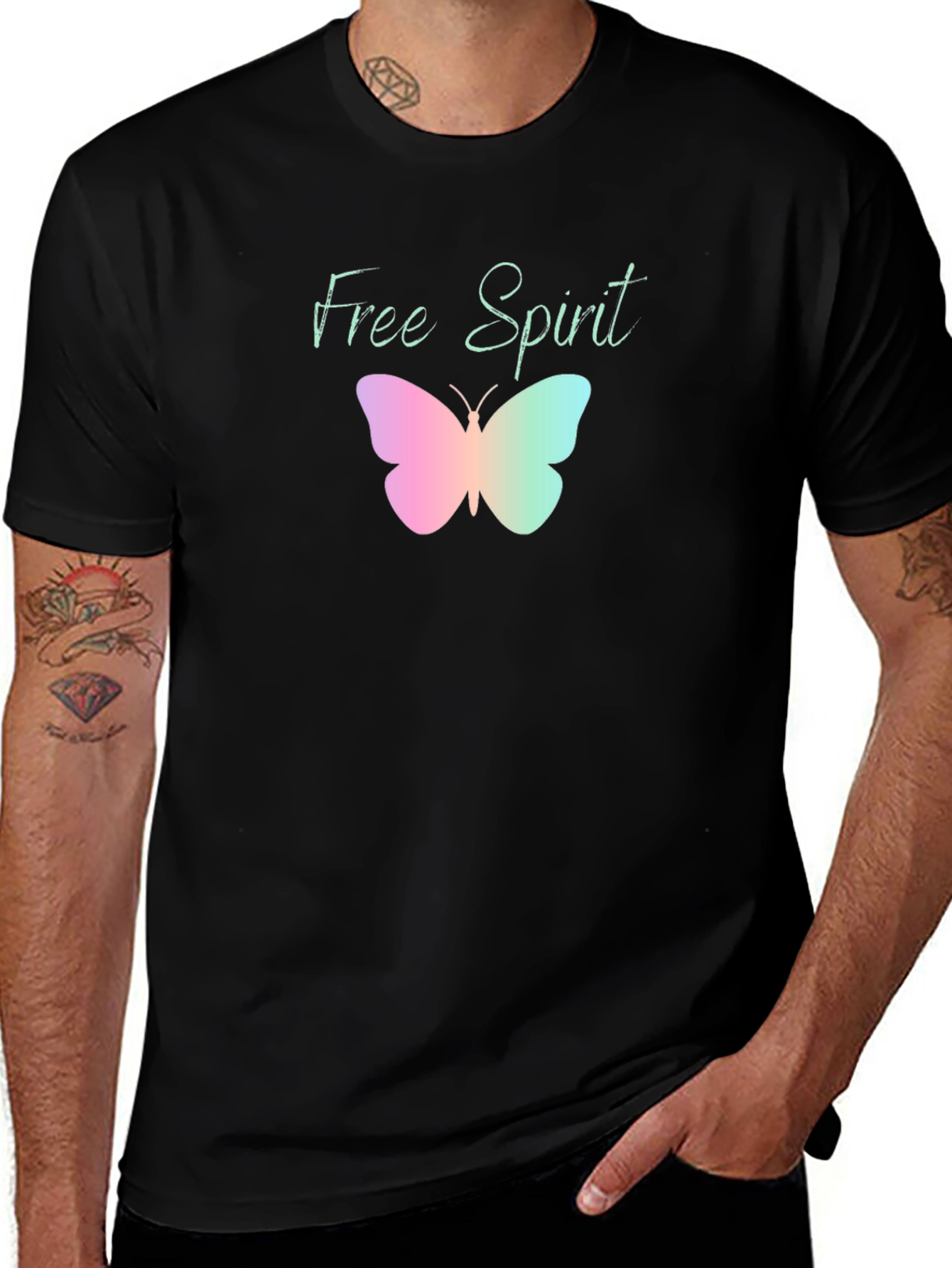 Free Spirit Butterfly Graphic Tee - Black