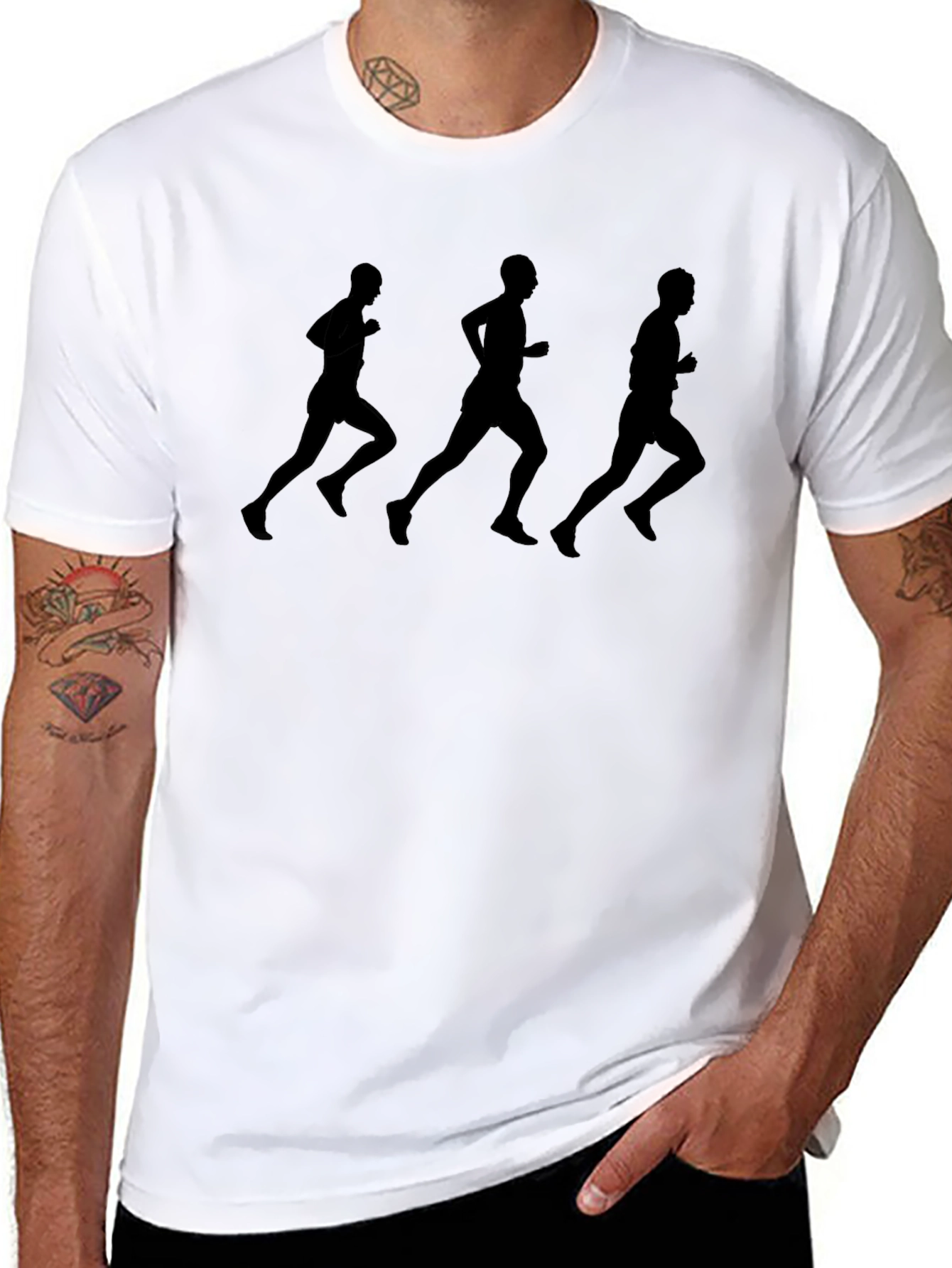 Mens Black Running Silhouette T-Shirt