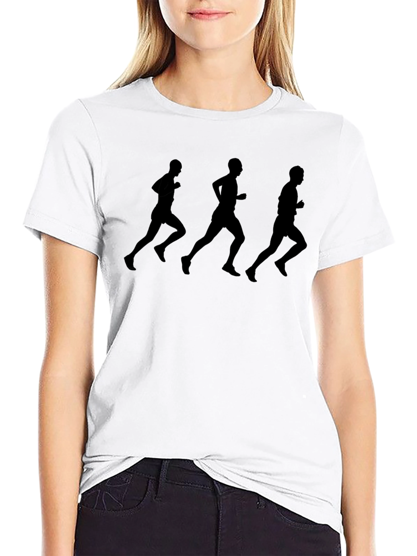 Mens Black Running Silhouette T-Shirt