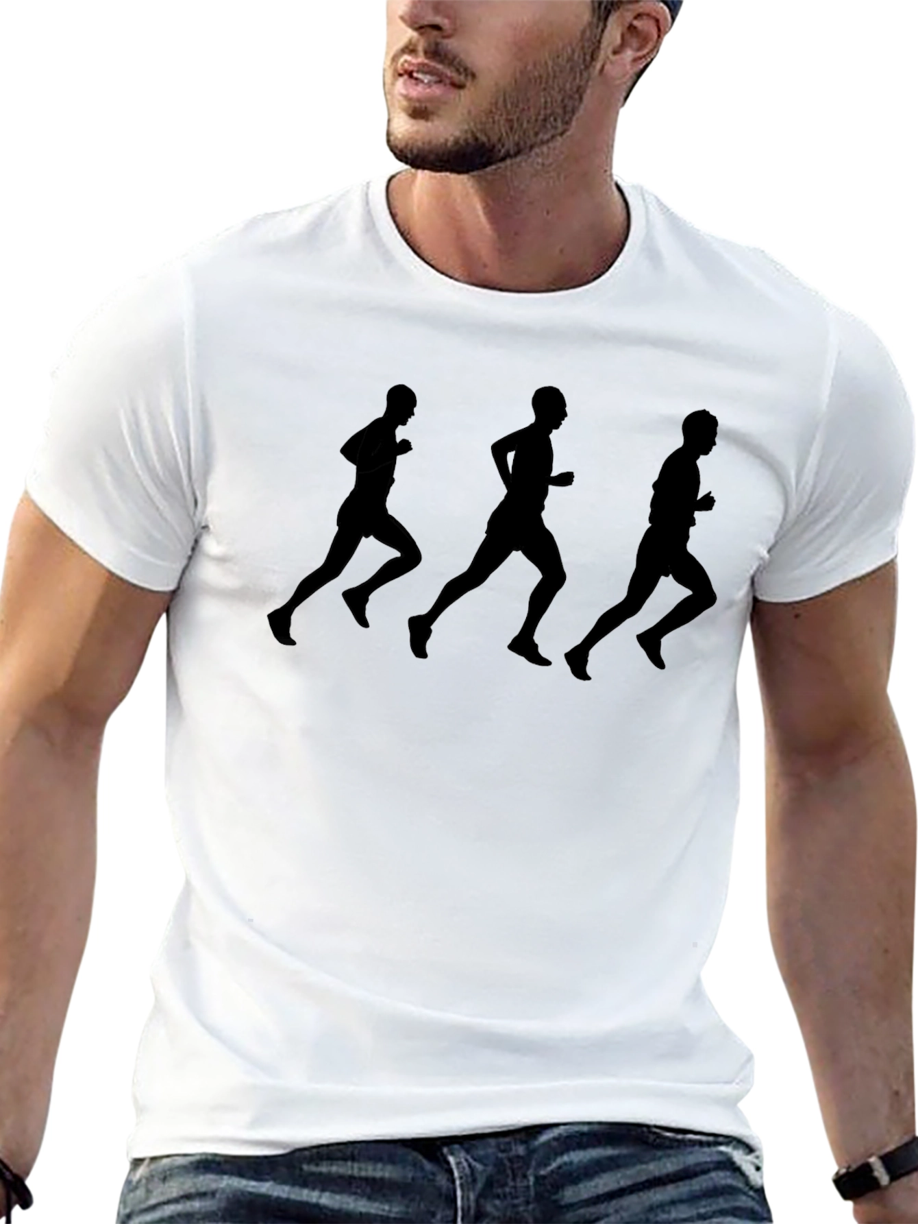 Mens Black Running Silhouette T-Shirt